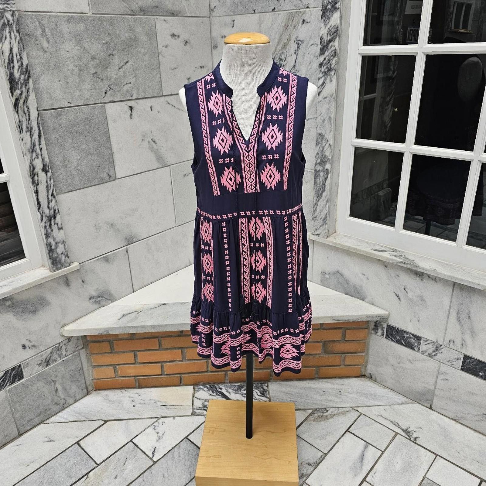 Other Women's Pink and Navy NWT Aztec Print Dress Size L / US 10 / IT 46 - 3 Thumbnail