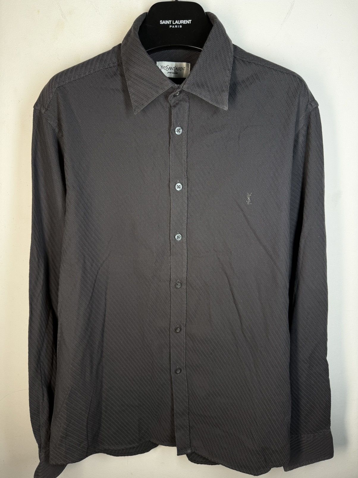 Yves Saint Laurent Carbon YSL Shirt Dark Grey Size US L / EU 52-54 / 3 - 2 Thumbnail