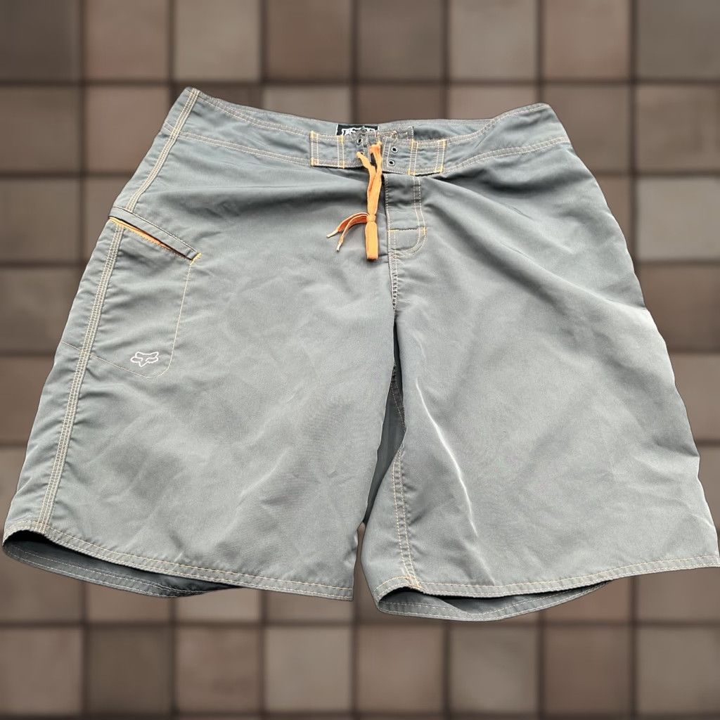 Vintage Fox Board Shorts Men 36 Gray Orange Polyester Beach Outdoors Casual Swimming Size US 36 / EU 52 - 1 Thumbnail