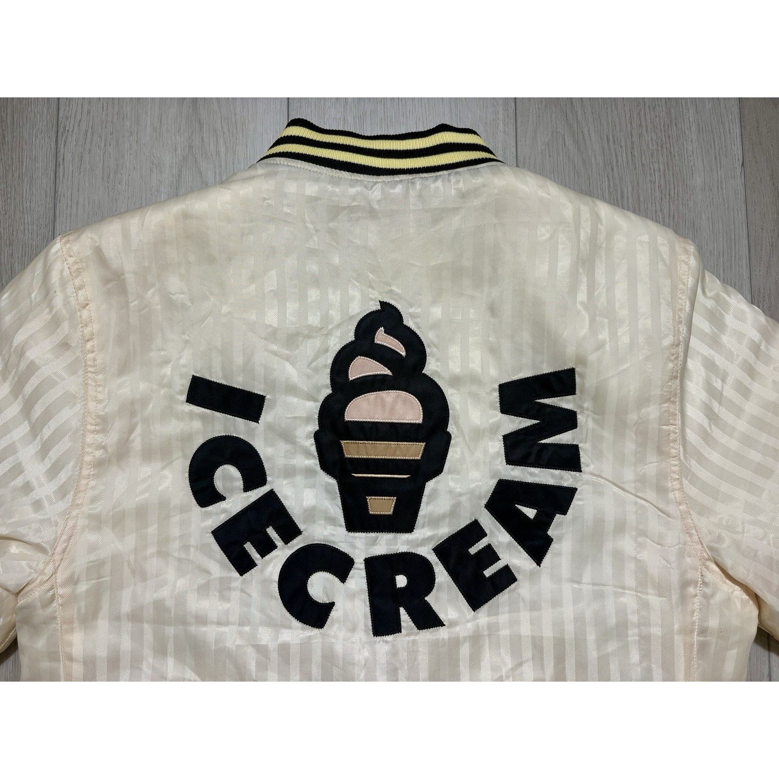 Icecream Ice Cream BBC Satin Varsity Jacket Cream Striped Bomber M Size US M / EU 48-50 / 2 - 14 Thumbnail
