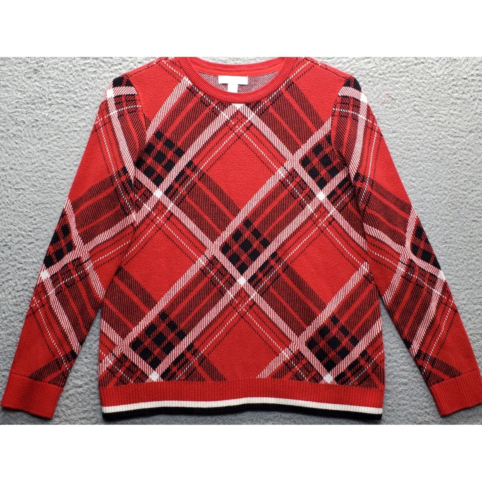 Charter Club Charter Club Women’s PM Multi Plaid Raglan Sleeve Crew Neck Pullover Sweater Size M / US 6-8 / IT 42-44 - 2 Thumbnail