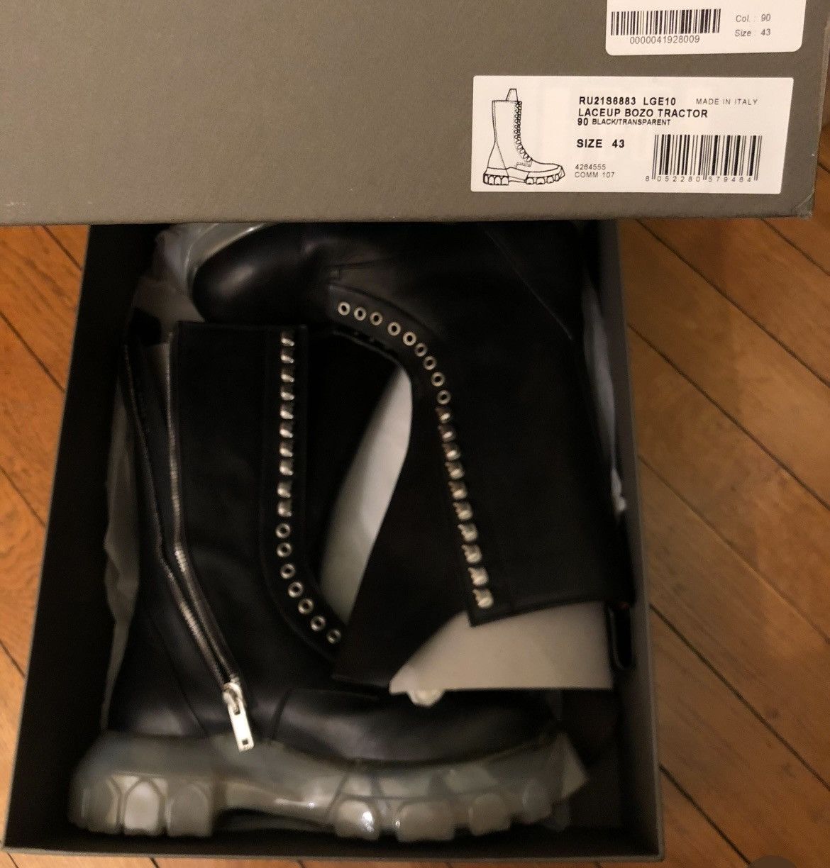 Rick Owens Mega Lace Bozo Tractor Boot Clear Sole New+Receipt Size US 10 / EU 43 - 11 Thumbnail