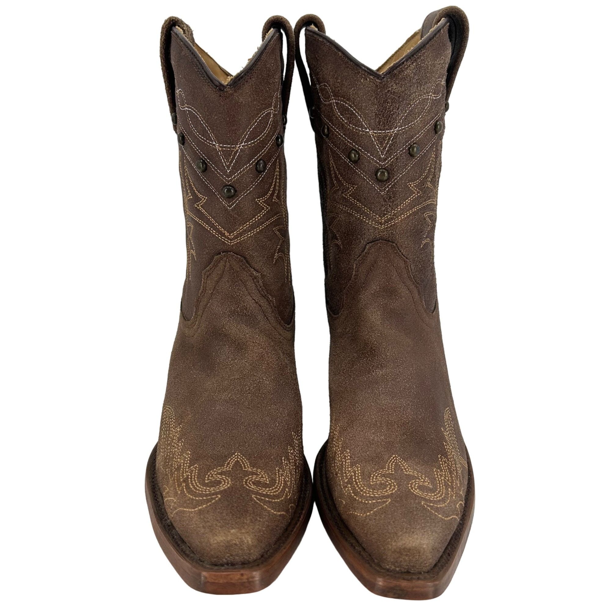 Corral Corral Boots Women's 8M Brown Suede Leather Studded Ropers Size US 8 / IT 38 - 5 Thumbnail