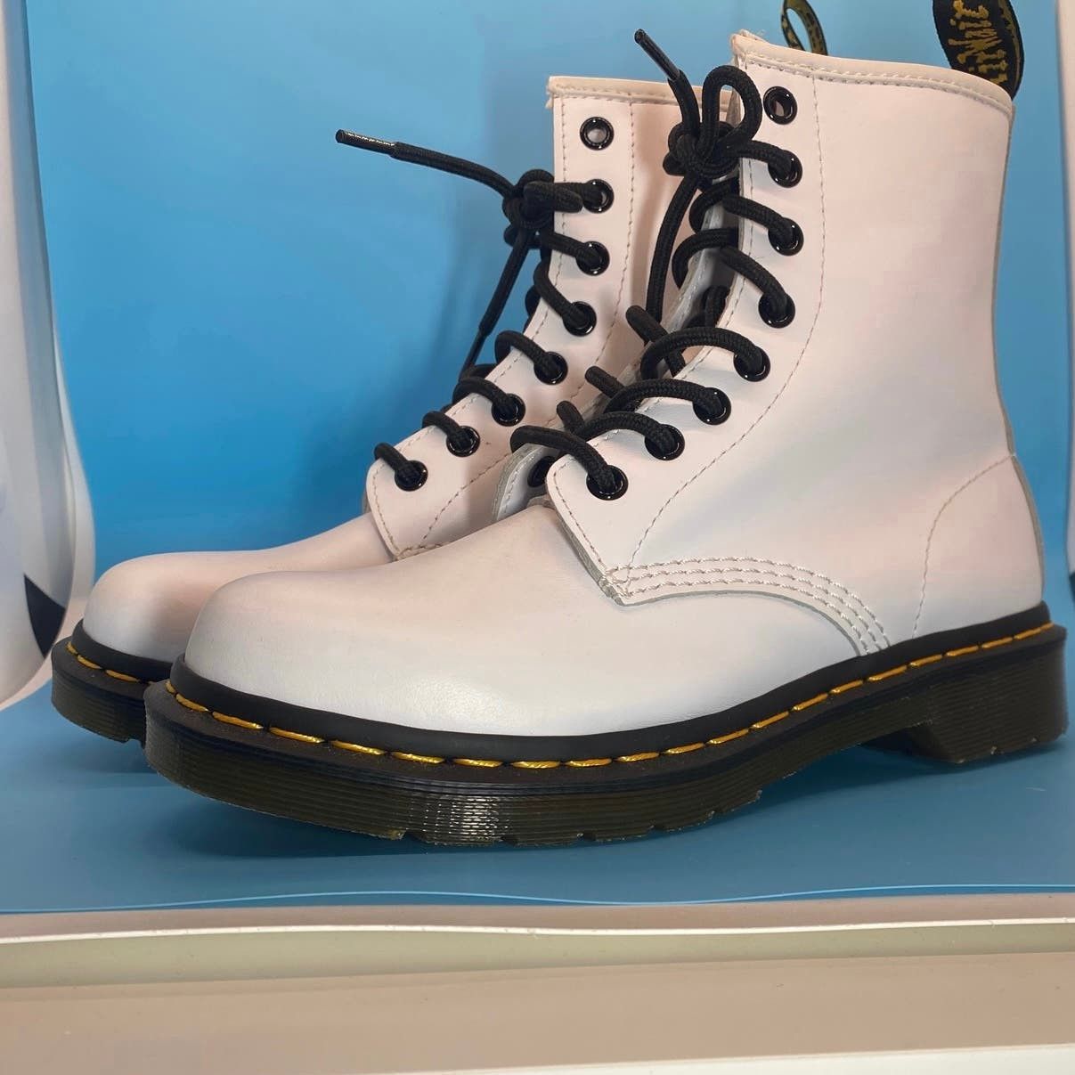 image of Dr Martens Dr. Martens 1460 Leather Boots White Women Size 6 Men Size 5