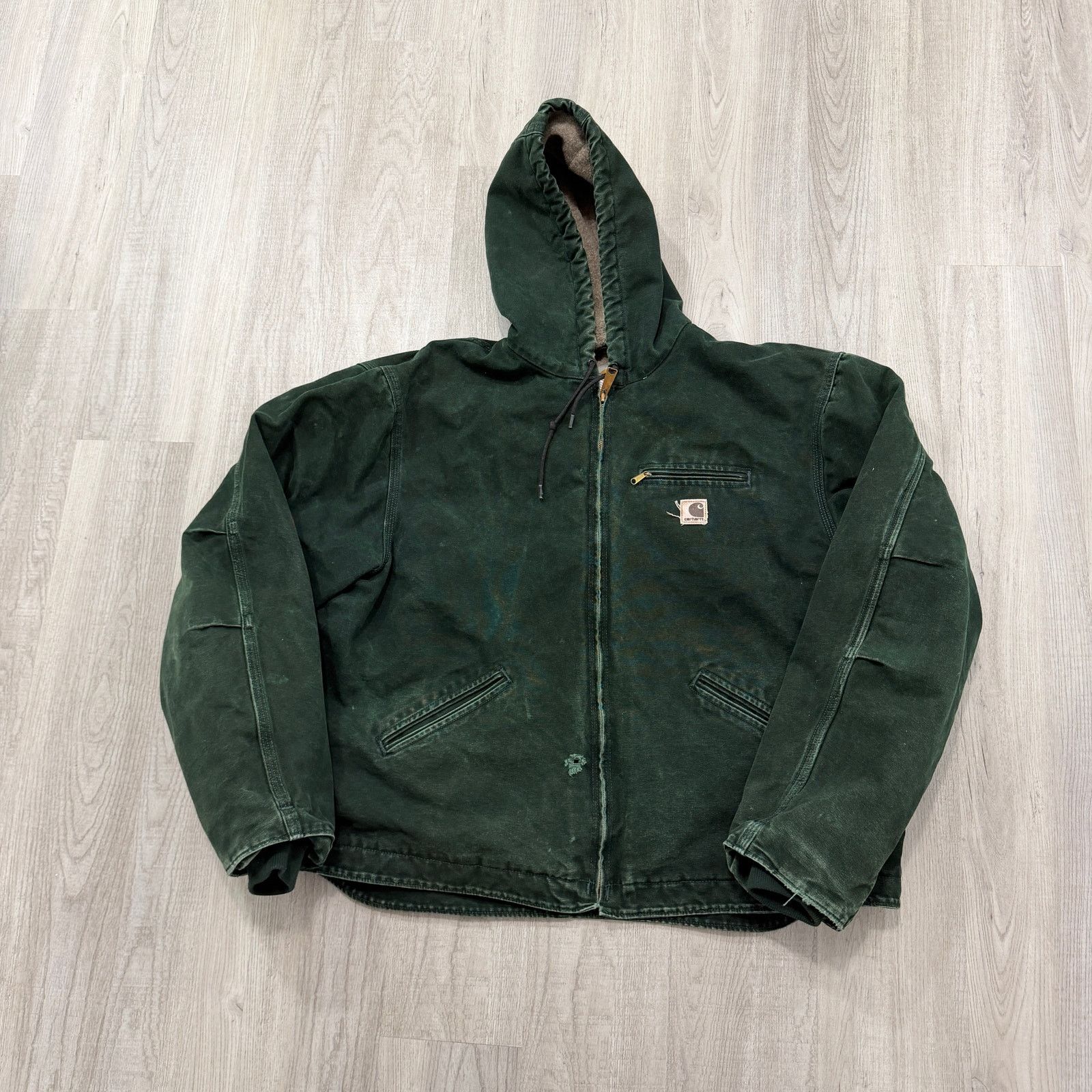 Vintage Carhartt Jacket 2XL Sherpa Lined Spruce Green Faded