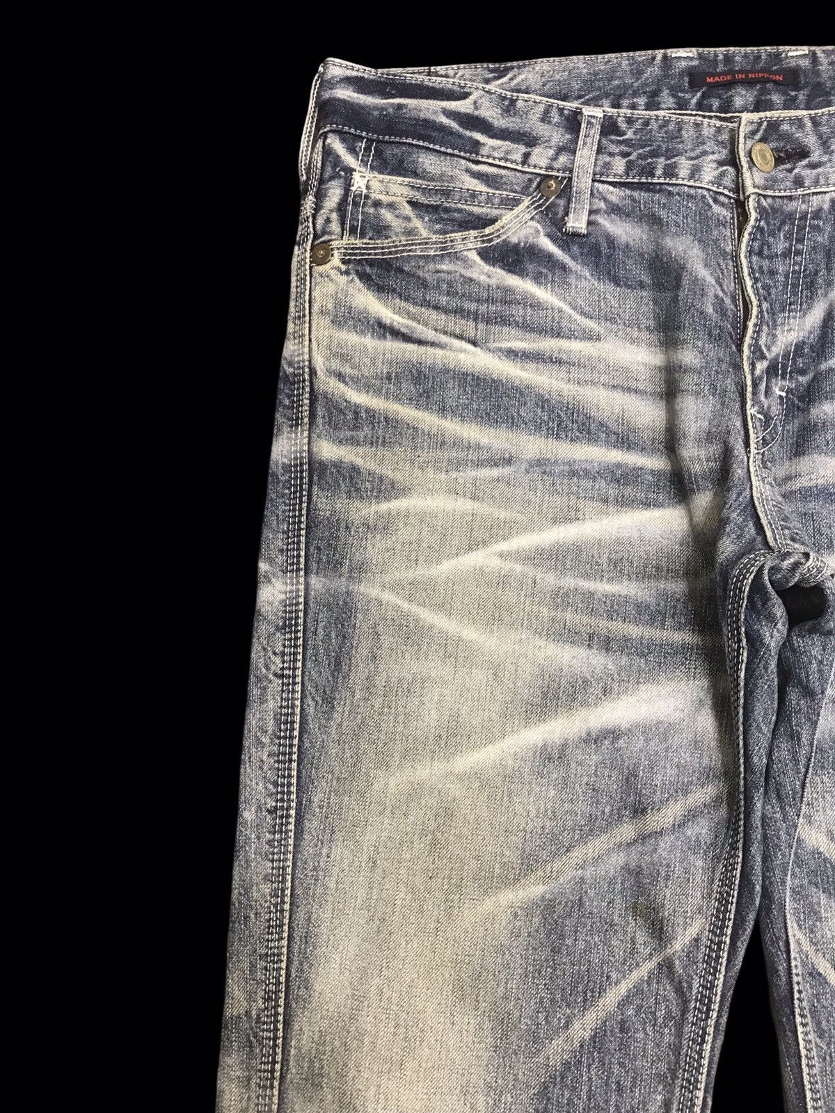 Japanese Brand 💥FLARE💥VINTAGE BLUE WAY SICK FADES FLARE DENIM F315 Size US 35 - 4 Thumbnail