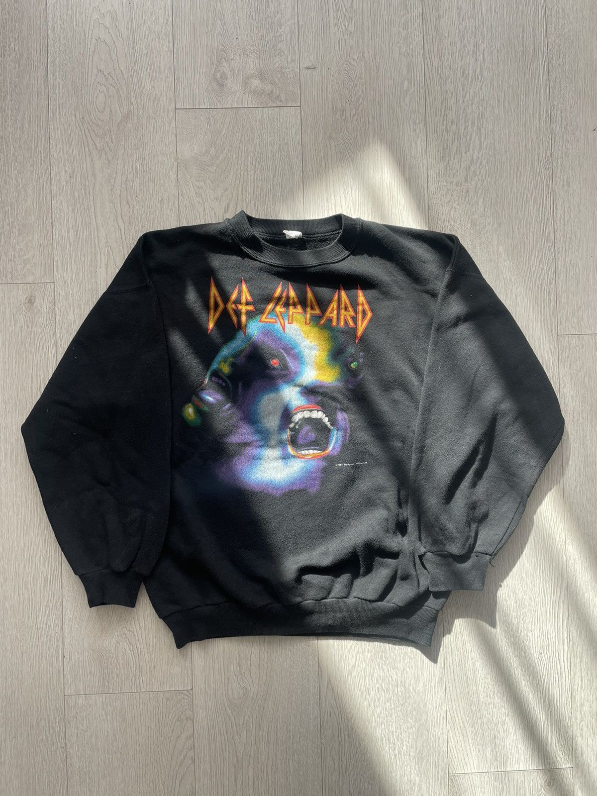 image of Def Leppard Hysteria Album 1987 Sweatshirt in Black, Men's (Size Medium)