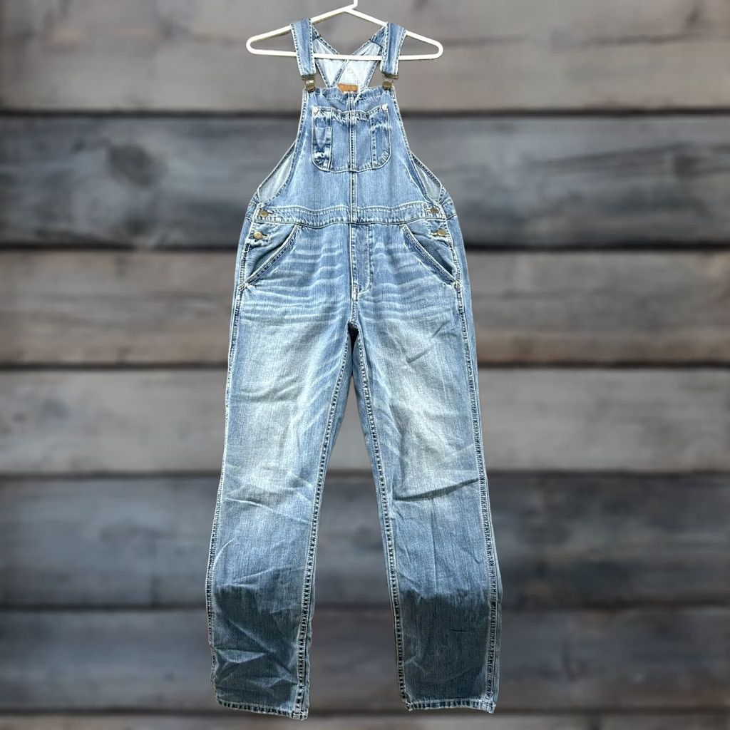 American Eagle Outfitters VINTAGE American Eagle Outfitters Overall Womens XS Blue Denim Distressed One-Piece 90s Retro Casual Workwear Sleeveless Pockets Size 26" / US 2 / IT 38 - 1 Thumbnail