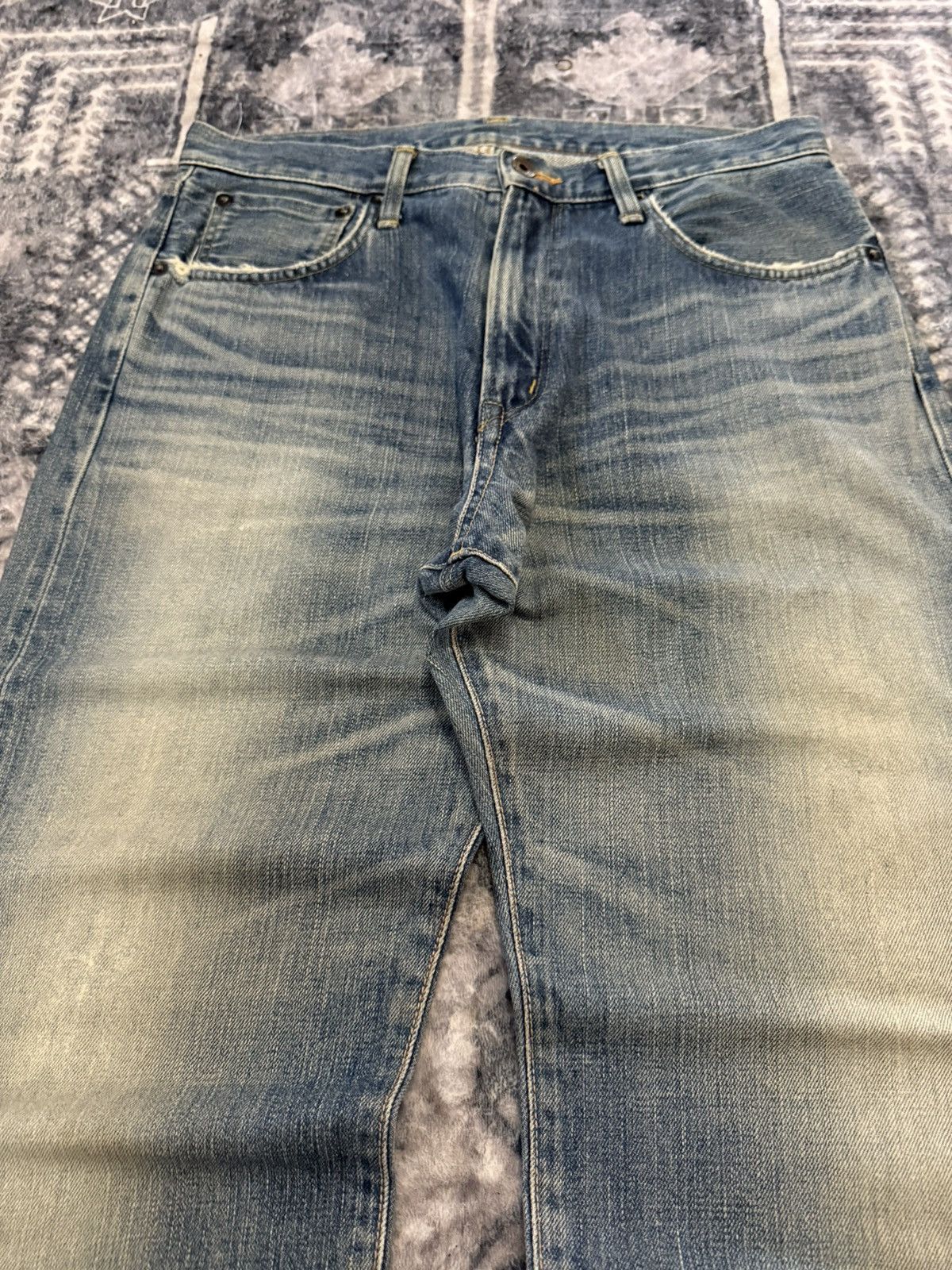 Japanese Brand EDWIN 505 Muddy Wash Selvedge Jeans Straight Loose Size US 32 / EU 48 - 13 Thumbnail