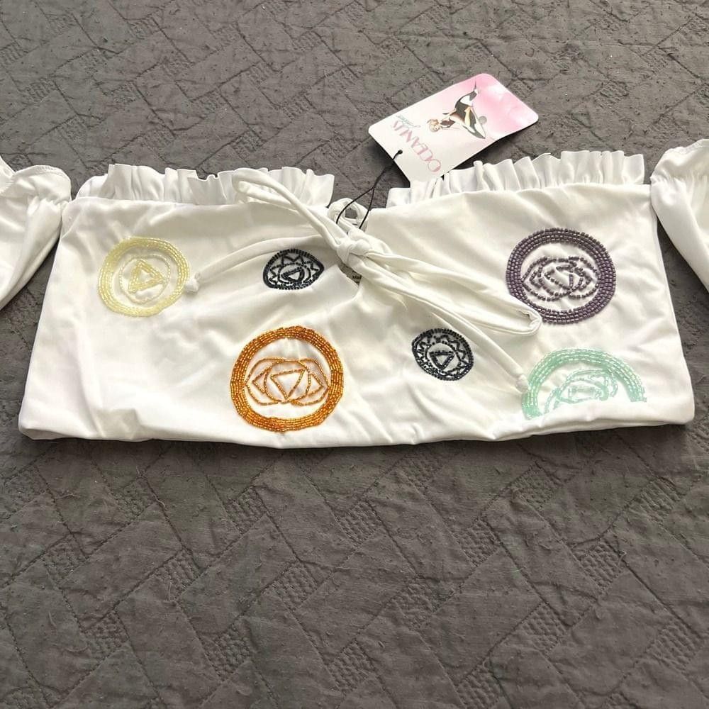 Other Oceanus Off Shoulder White Bikini M Crystal Beading New Size M / US 6-8 / IT 42-44 - 4 Thumbnail