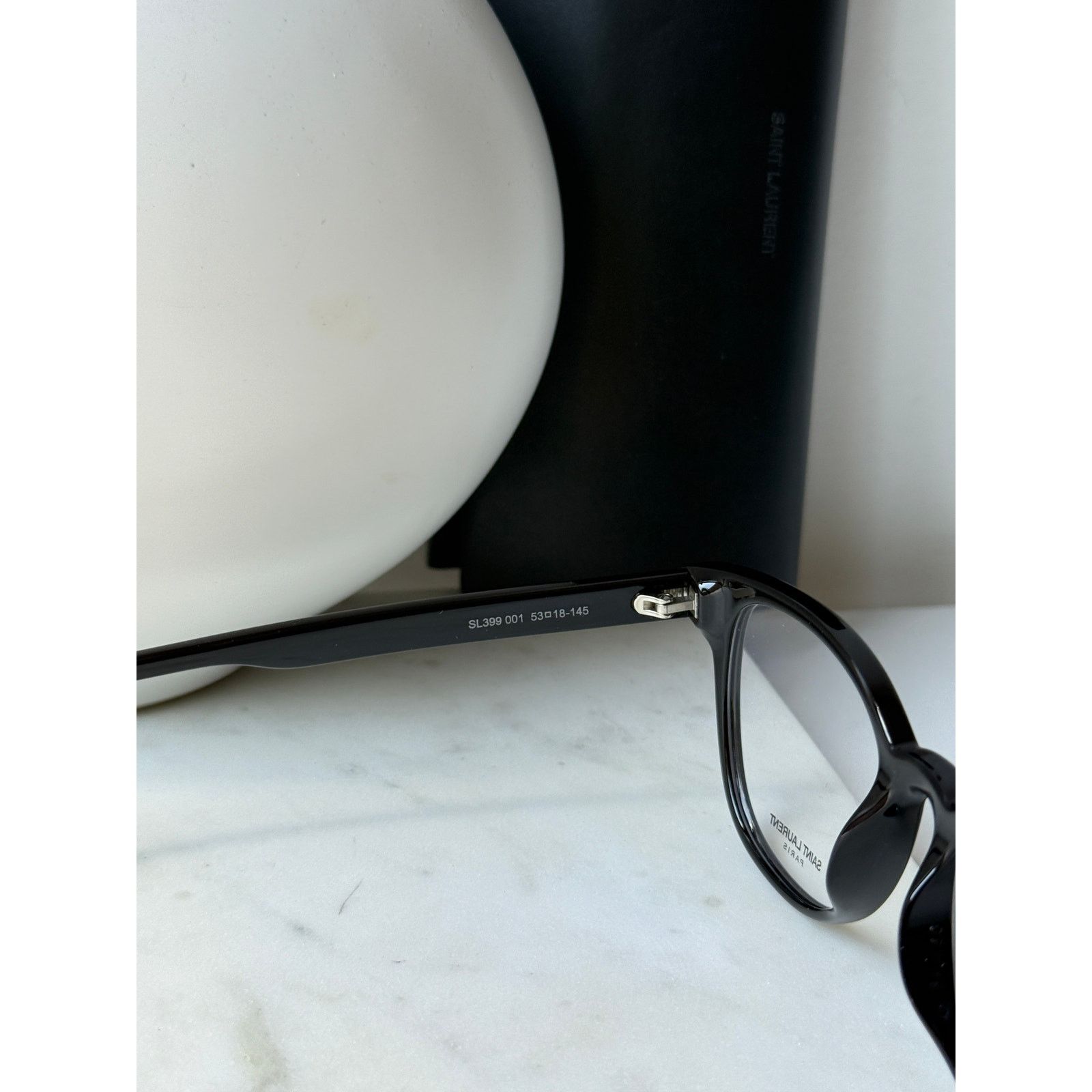 Saint Laurent Paris NEW Saint Laurent SL399 Black Silver Logo Eyeglasses Frames Size ONE SIZE - 5 Thumbnail
