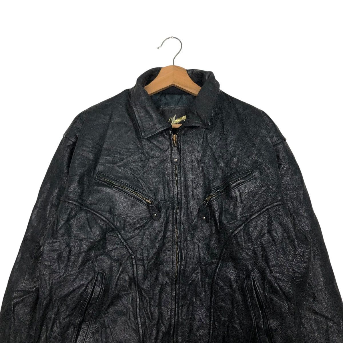 Edwin 🔥VINTAGE MOTORCYCLE RIDER LEATHER JACKET EDWIN COMPANY Size US L / EU 52-54 / 3 - 5 Thumbnail