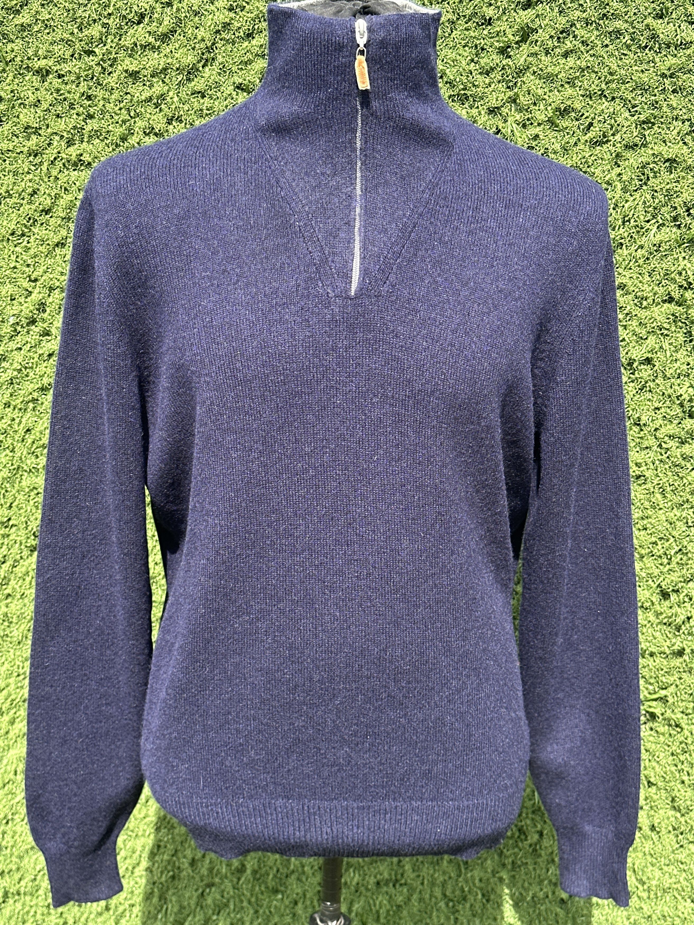 Brunello Cucinelli Brunello Cucinelli Cashmere Half Zip Sweater Navy Size 52 Size US L / EU 52-54 / 3 - 3 Thumbnail