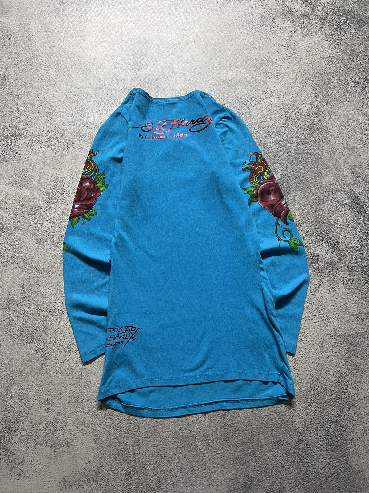 Ed Hardy Vintage Y2k Ed Hardy 🌹💙 Rosed Long Sleeve Dress 00’s Size S / US 4 / IT 40 - 7 Thumbnail