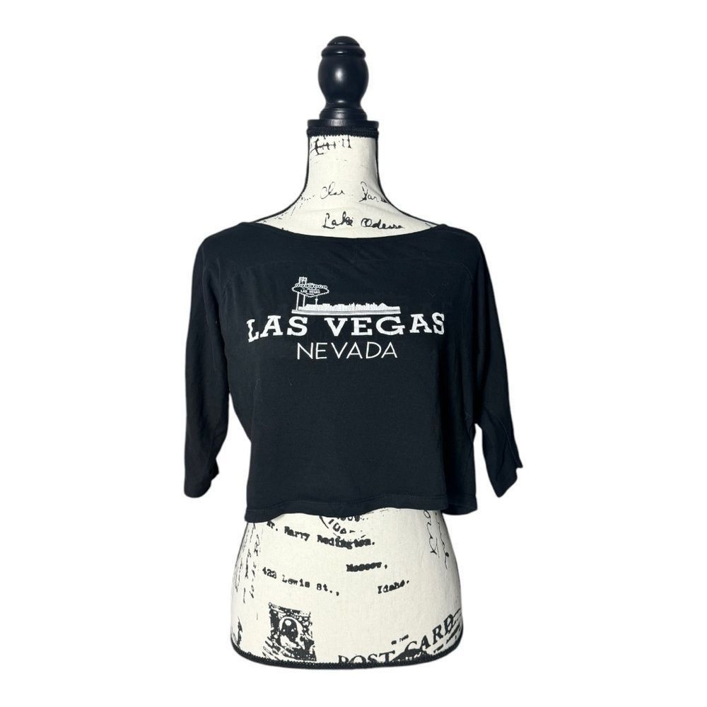 Zara Zara Trafaluc Black Las Vegas Nevada Graphic Crop Top Size S Size S / US 4 / IT 40 - 1 Thumbnail