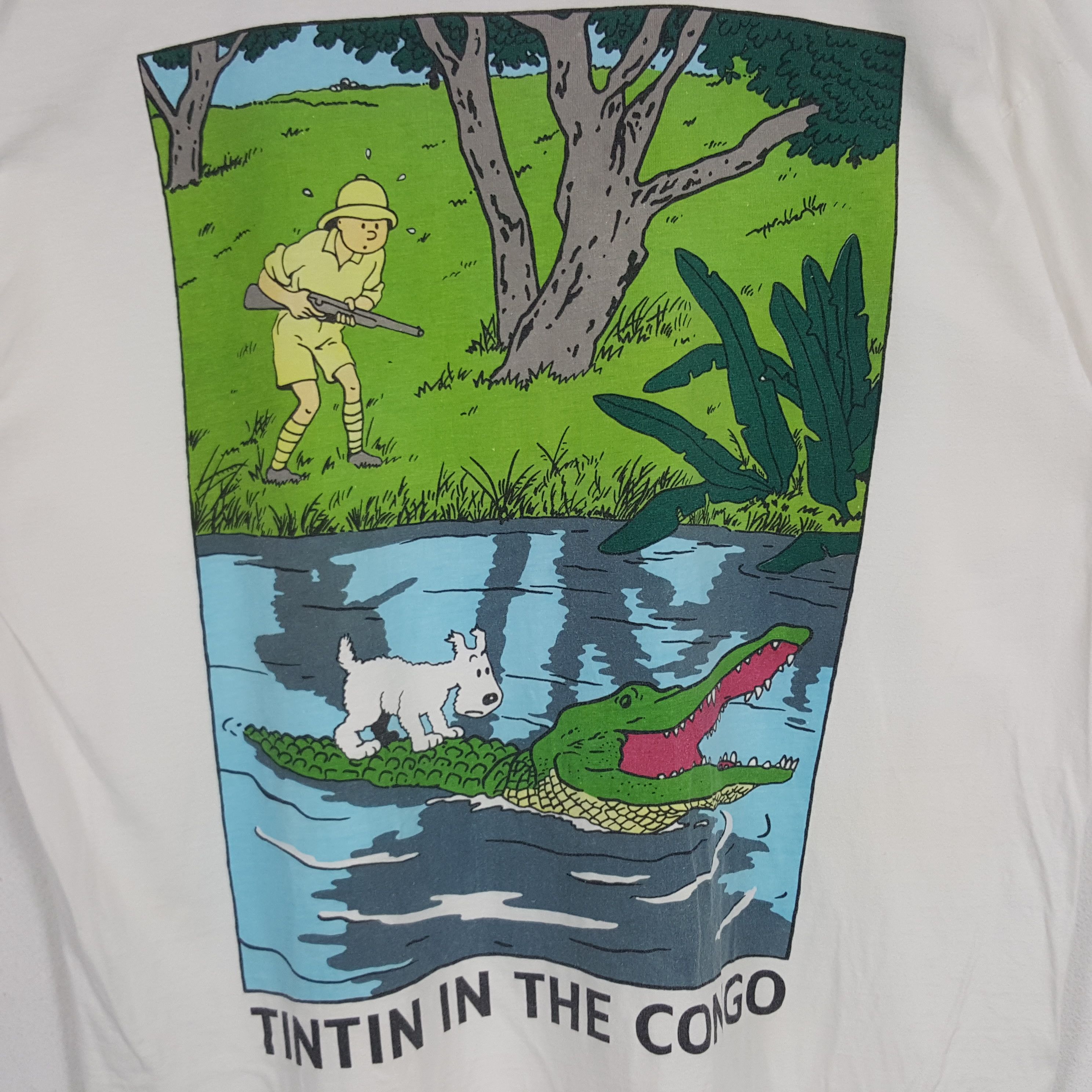Vintage Vintage Tintin In The Congo American Cartoon Movie Tshirt Size US L / EU 52-54 / 3 - 2 Thumbnail