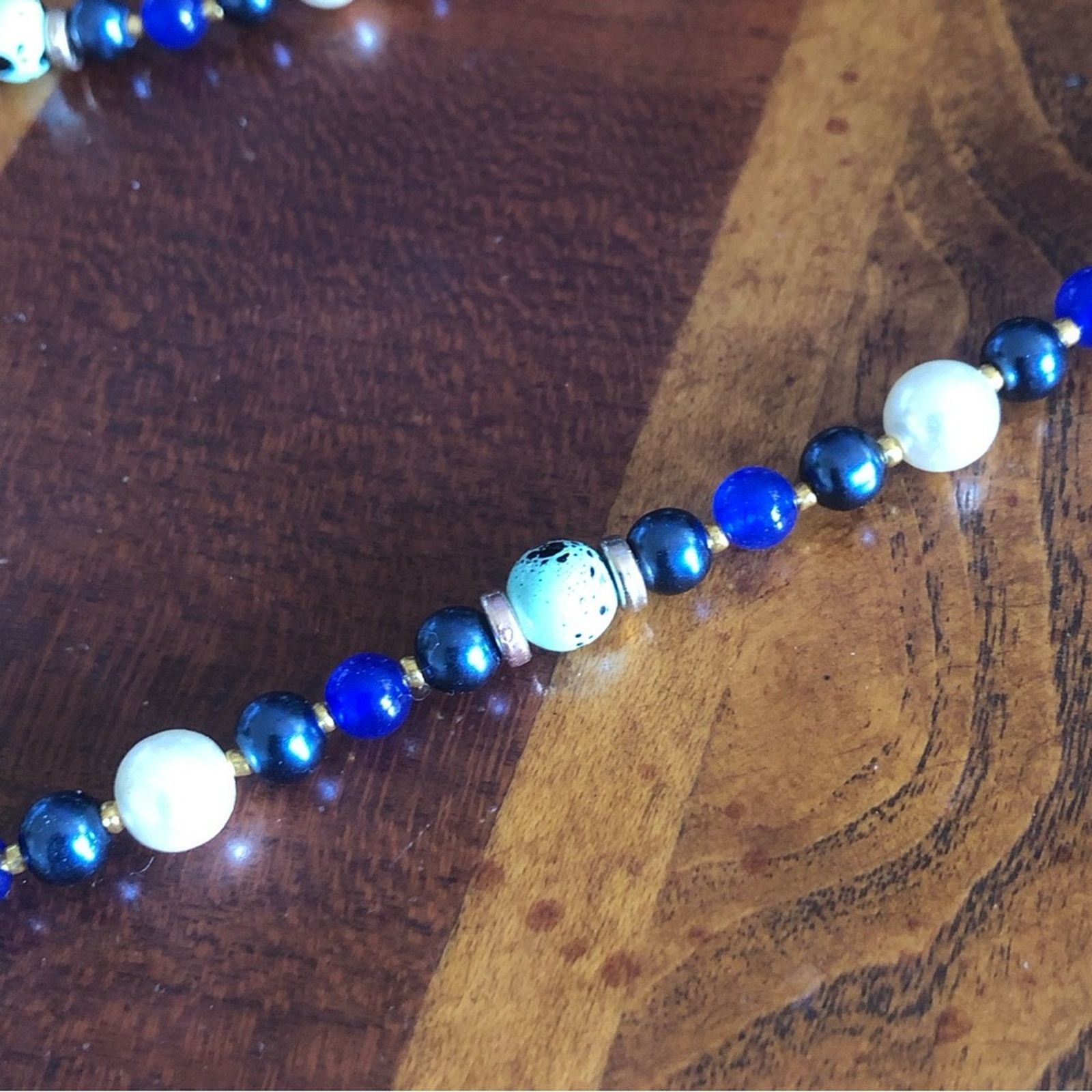 Handmade Handcrafted repurpose dichroic heart lazurite necklace Size ONE SIZE - 10 Thumbnail