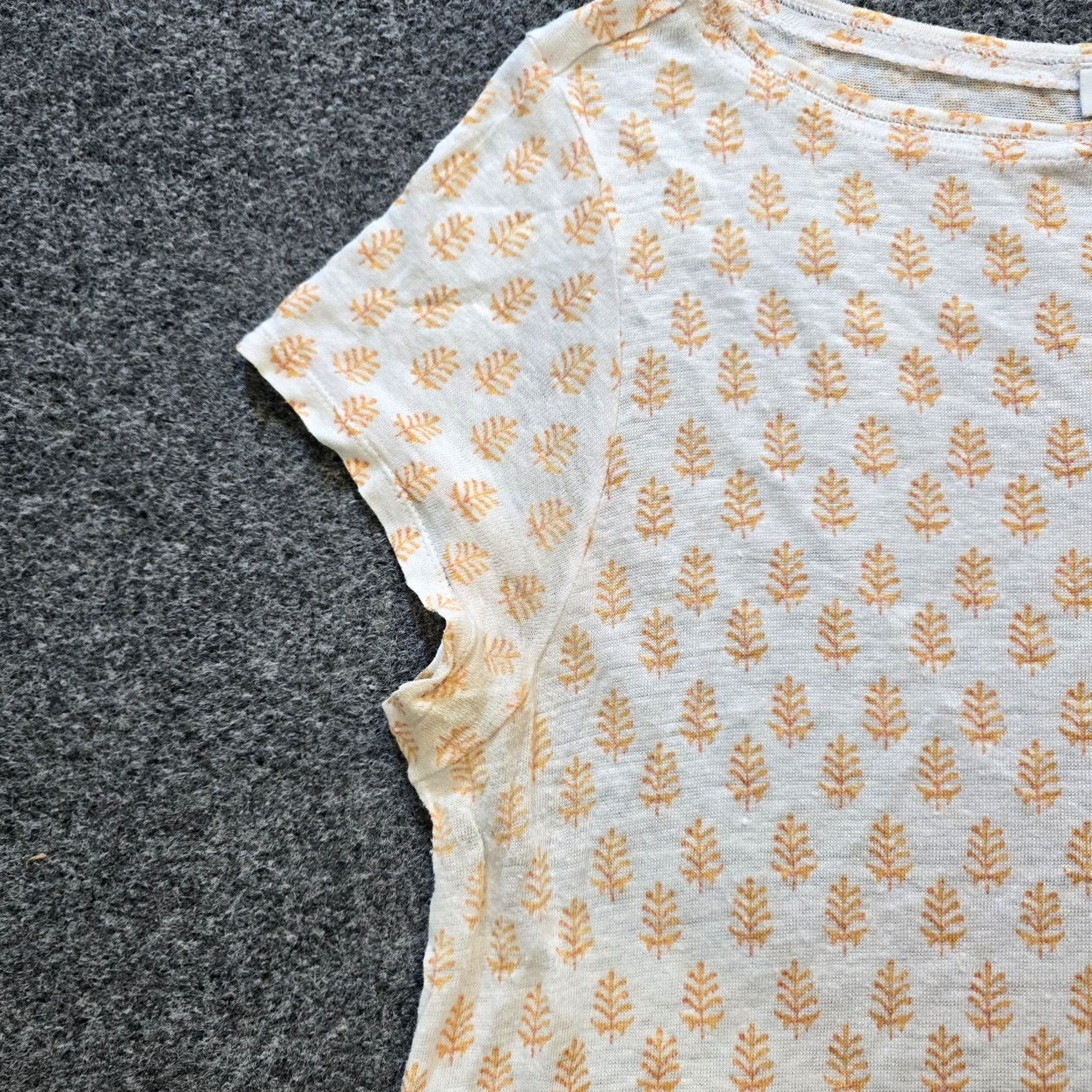 J. Jill J. Jill Top Womens L White Orange Paisley Linen Short Sleeve Beach Casual Shirt Size L / US 10 / IT 46 - 3 Thumbnail