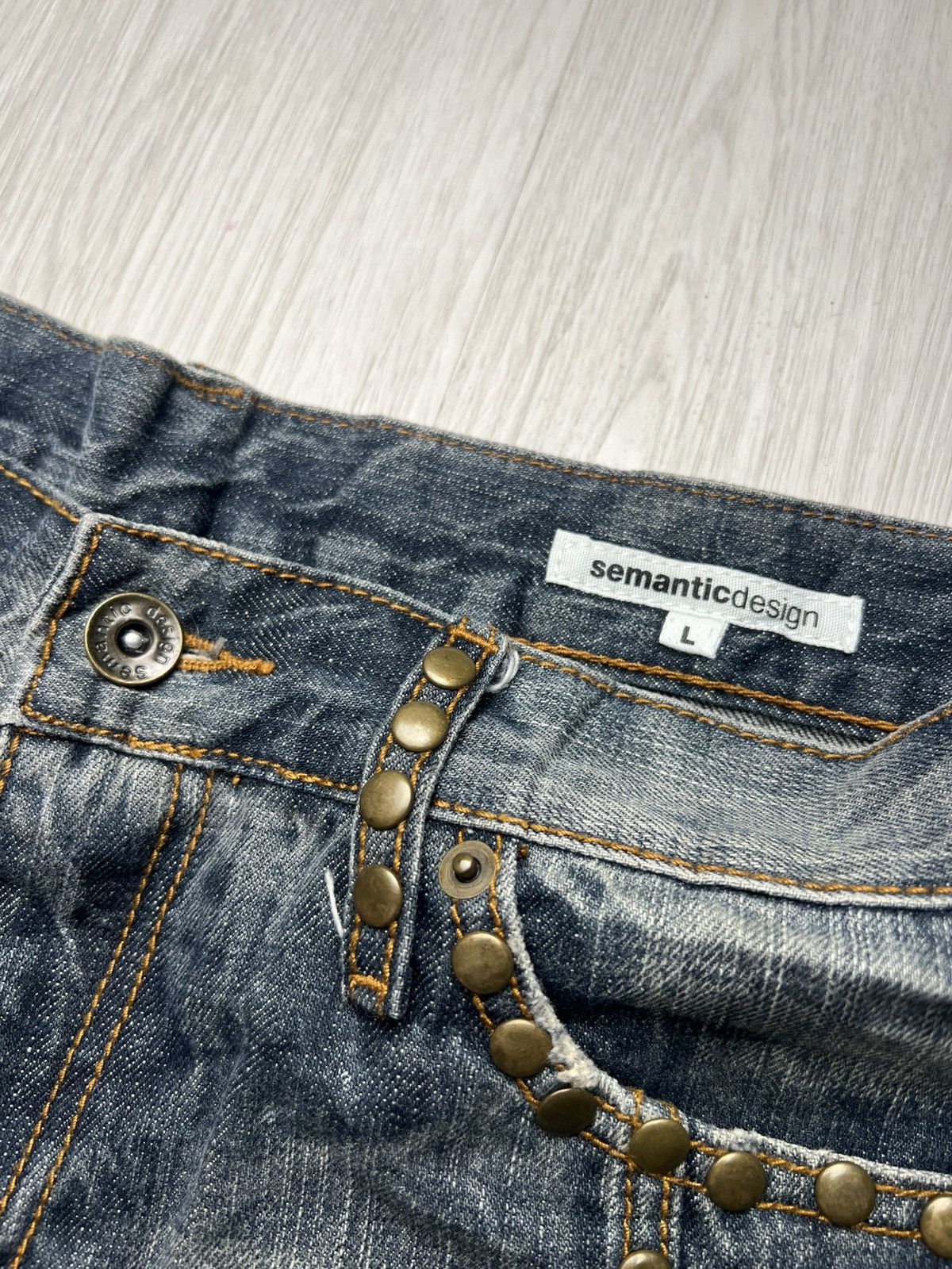 Le Grande Bleu (L.G.B.) Semantic Design Distressed Studded Flared Jeans Size US 32 / EU 48 - 5 Thumbnail