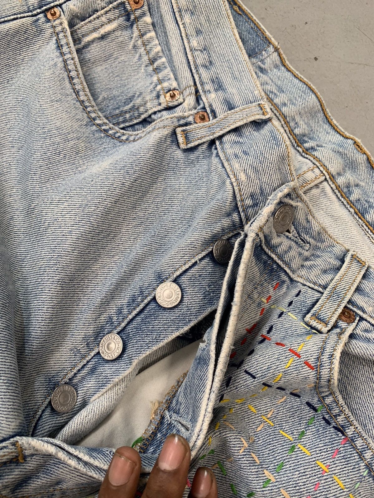 Levi's upcycled levis shashiko hand stitch baggy fit denim Size US 34 / EU 50 - 6 Thumbnail