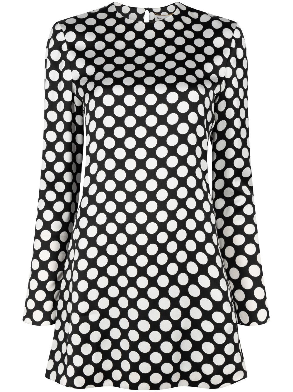 Saint Laurent Paris o1s1wg111124 Robe Satin Pastille Mini Dress Black & White Size XS / US 0-2 / IT 36-38 - 1 Thumbnail
