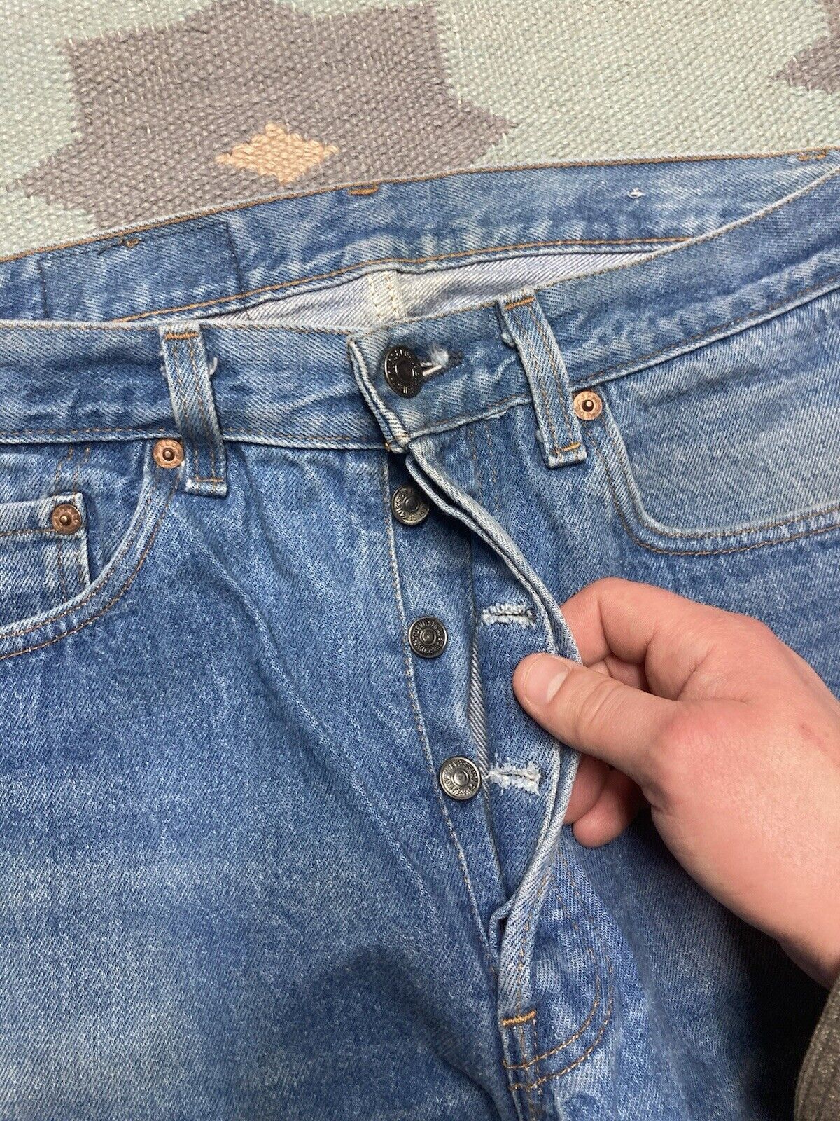 Levi's × Vintage Vtg Levi’s 501 jeans button fly straight leg USA faded 32x33 Size US 32 / EU 48 - 9 Thumbnail