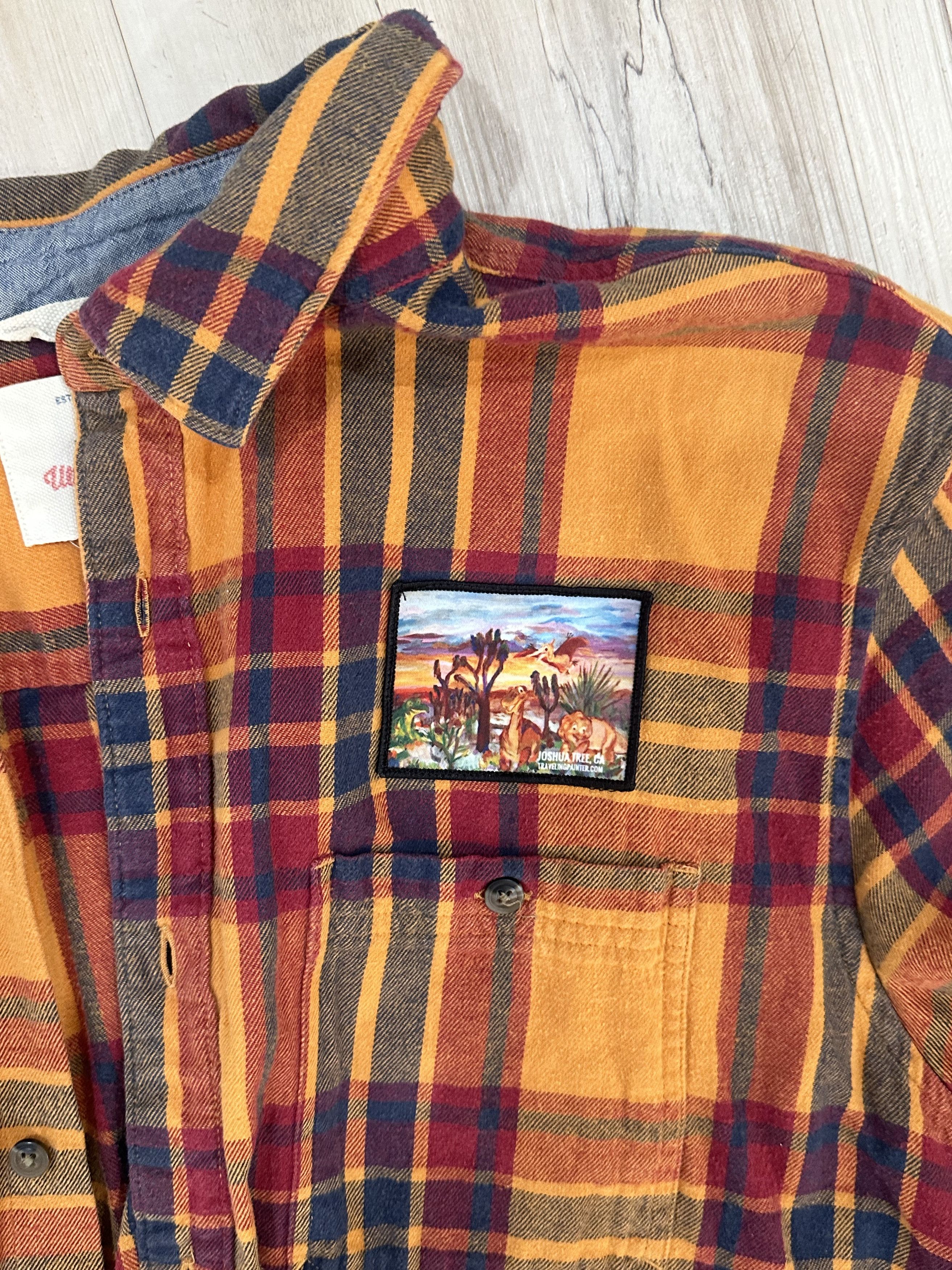 Vintage Vintage Mustard Flannel XL w/ Hand-Painted Patch Size US XL / EU 56 / 4 - 2 Thumbnail
