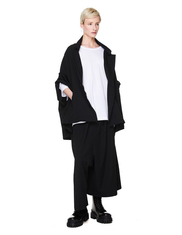 image of Yohji Yamamoto x YS Y's Black Asymmetric Wool Culottes, Women's (Size 26)