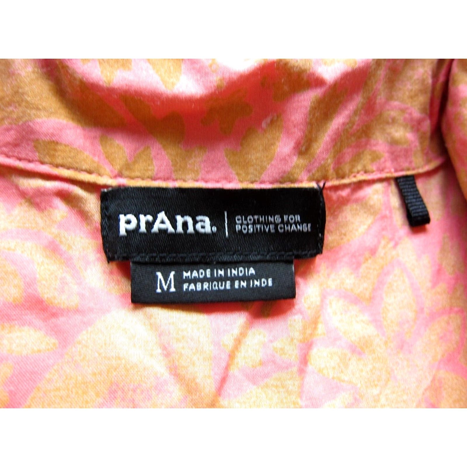 Prana VINTAGE PrAna 100% Rayon Pink Brown Floral Button Up Short Sleeve Crop Blouse Medium Size M / US 6-8 / IT 42-44 - 4 Thumbnail