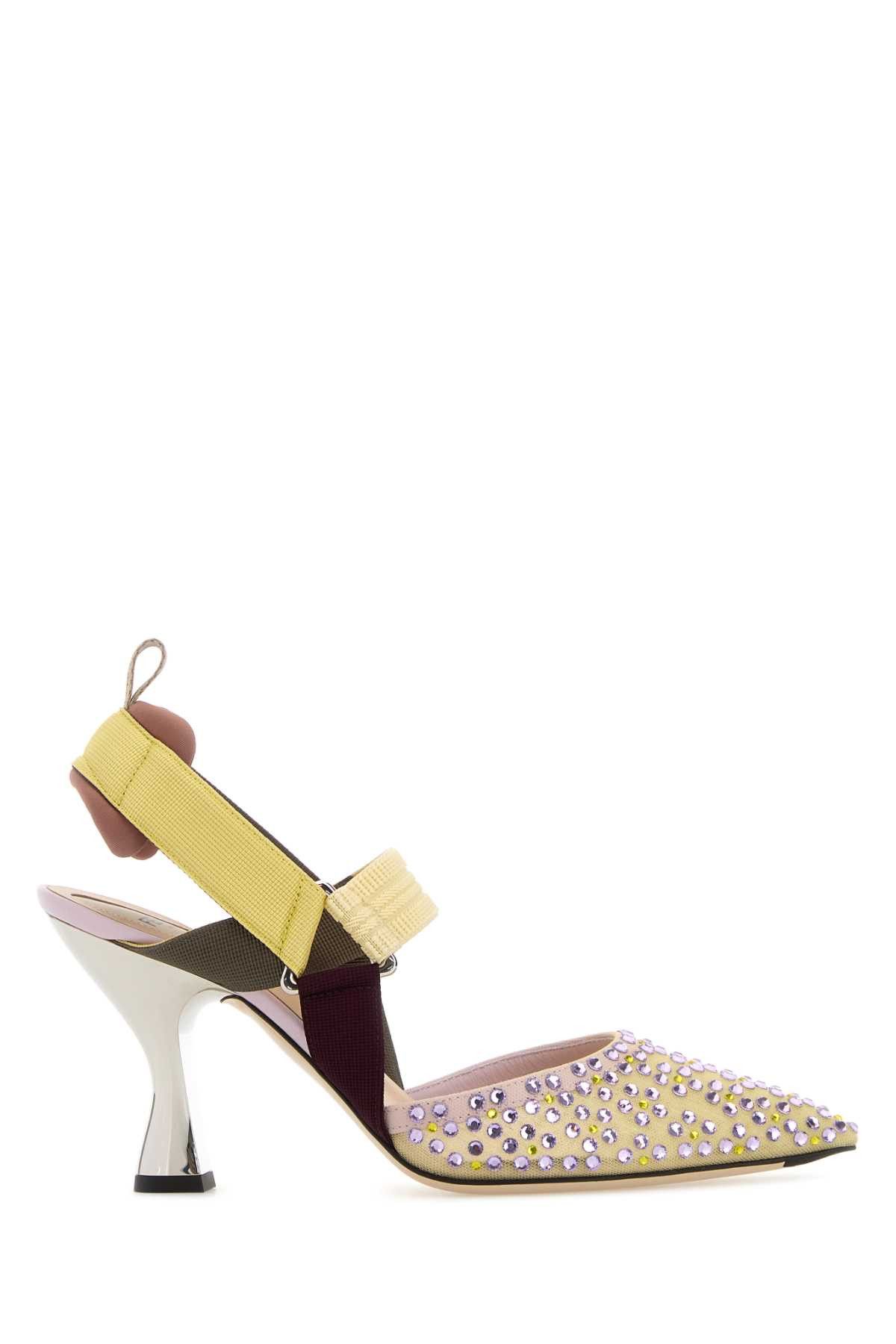 Fendi Multicolor Mesh And Fabric Colibrã¬ Pumps Size US 10 / IT 40 - 1 Thumbnail