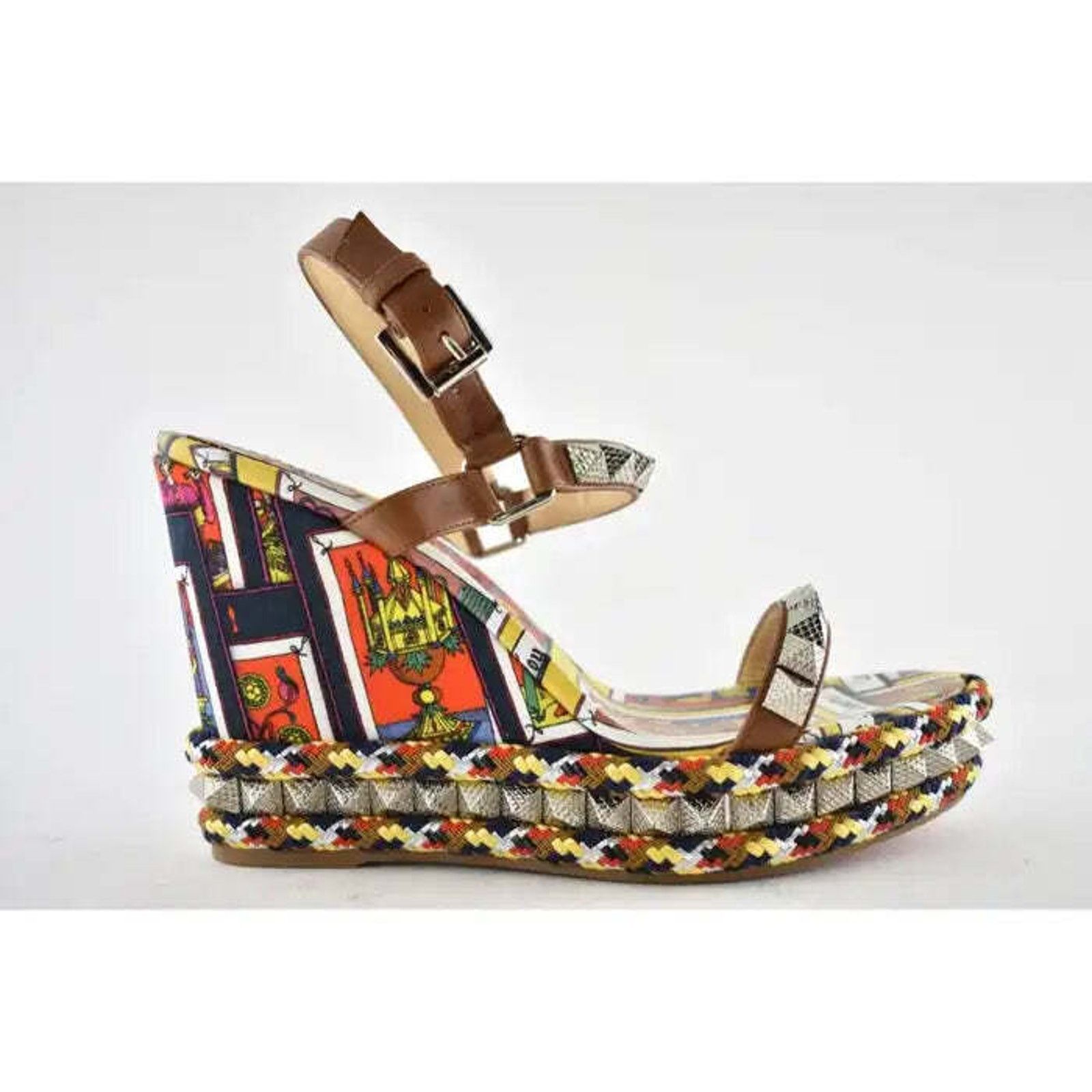 Christian Louboutin Pyraclou 110 Tarot Card Platform Wedge Sandal Heel Pump 39 Size US 9 / IT 39 - 2 Thumbnail
