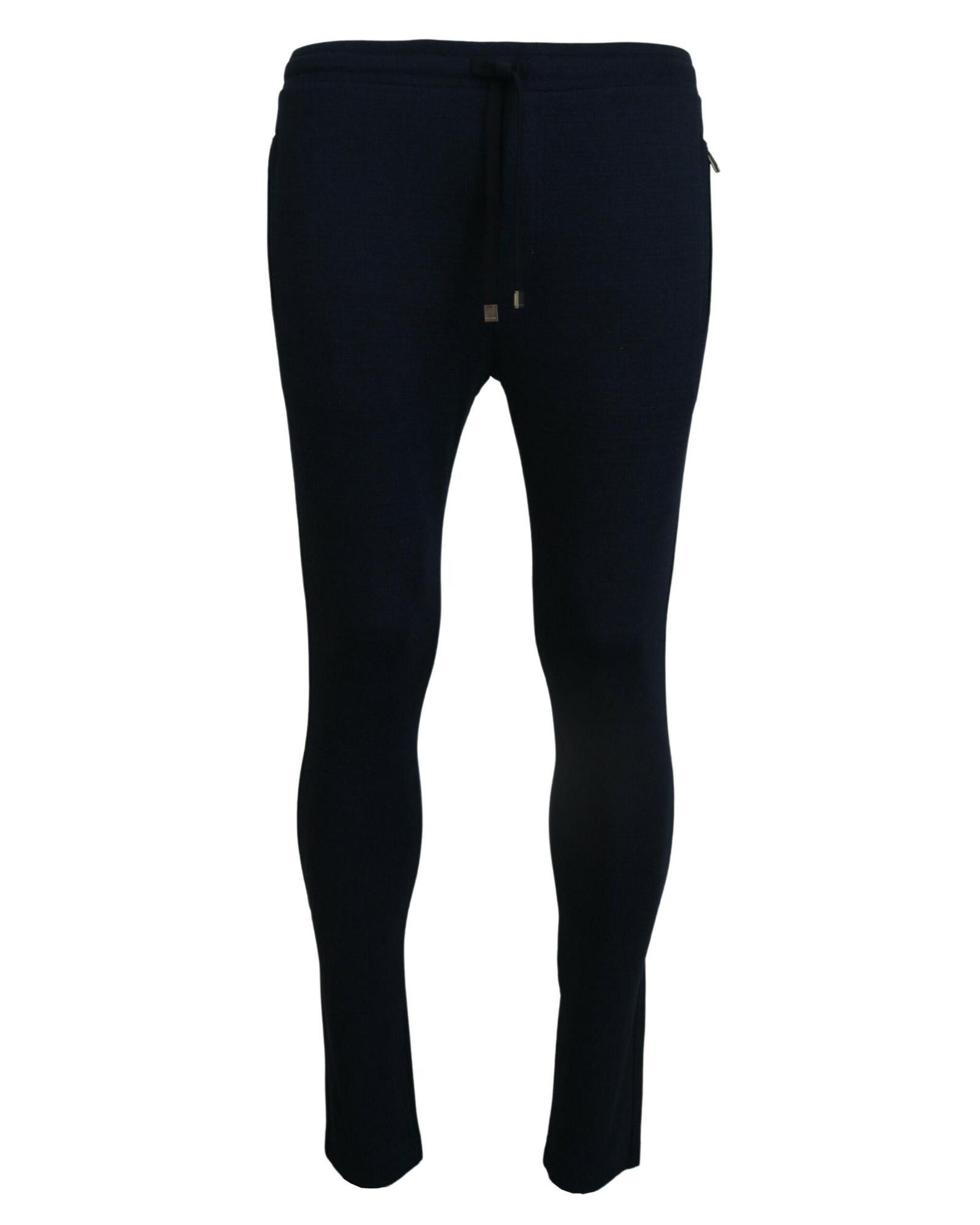 image of Dolce Gabbana Cotton Sweatpants With Drawstring Closure in Blue, Men's (Size 30)