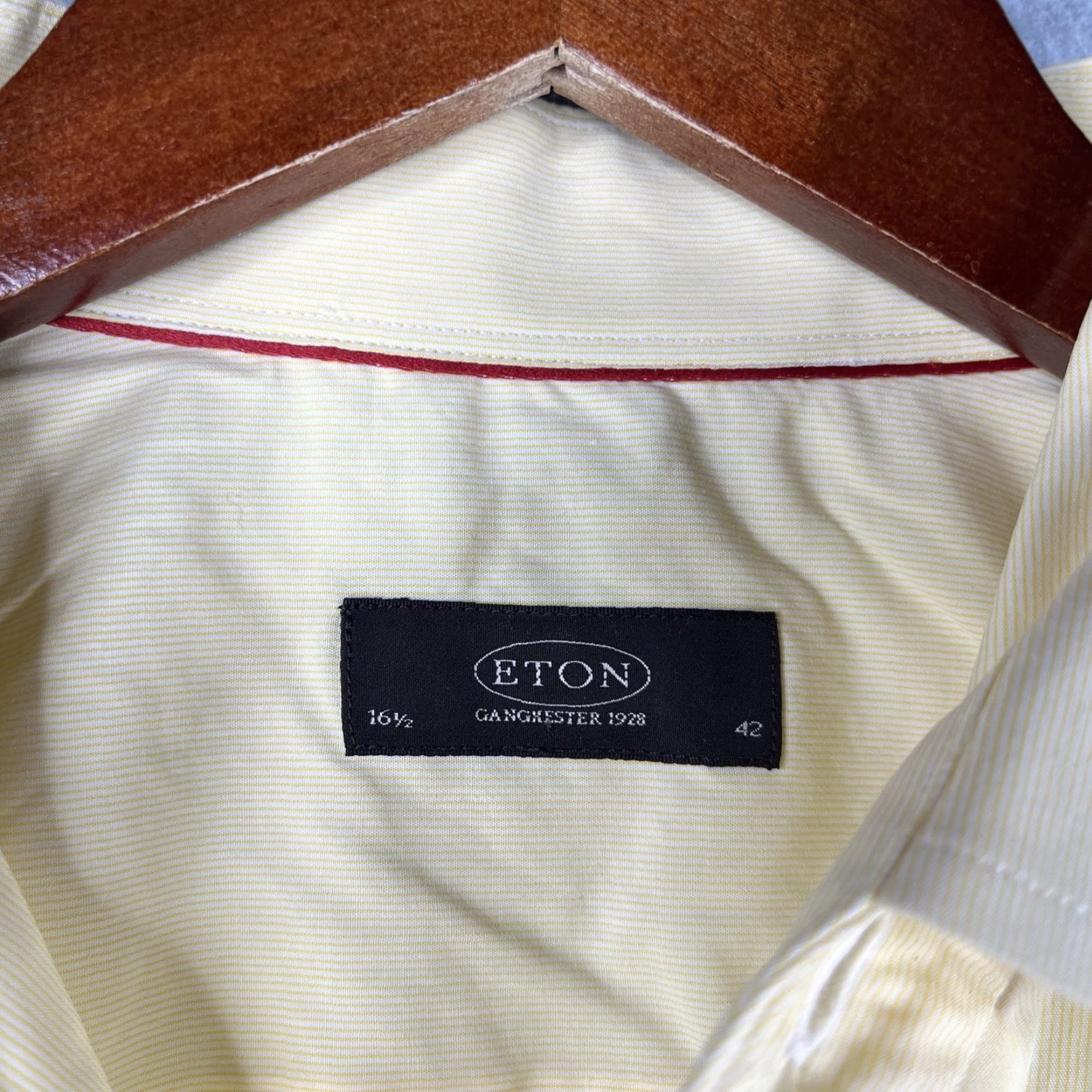 Eton Eton Ganghester Shirt 42 Mens Yellow Striped Button-Up Long Sleeve Cotton Woven Classic Casual Size US XL / EU 56 / 4 - 6 Thumbnail