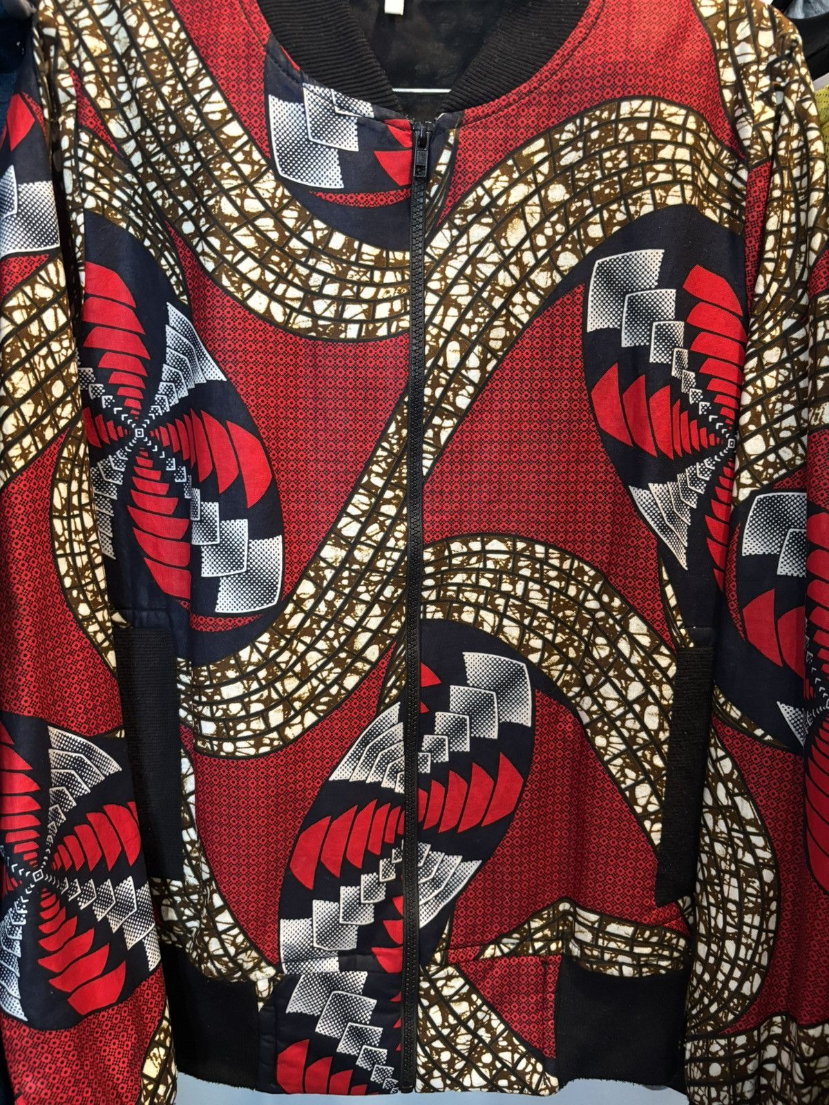 Japanese Brand Japanese Red Patterned Bomber 🐲 Size US L / EU 52-54 / 3 - 12 Thumbnail