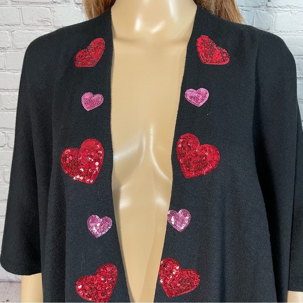 Other NWT New Victoria Harbour Heart Sequin Embroidered Black Pon Size ONE SIZE - 2 Thumbnail