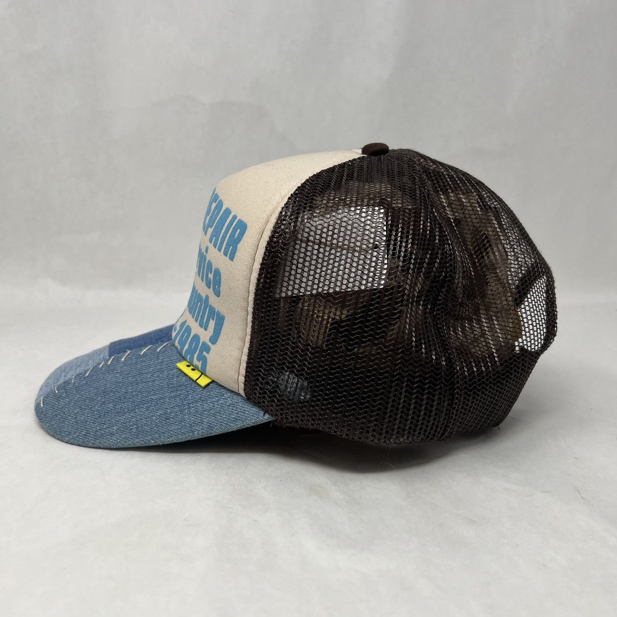 Kapital Kountry Kapital Denim Repair Reconstruct Trucker Hat Ecru Brown Size ONE SIZE - 3 Thumbnail