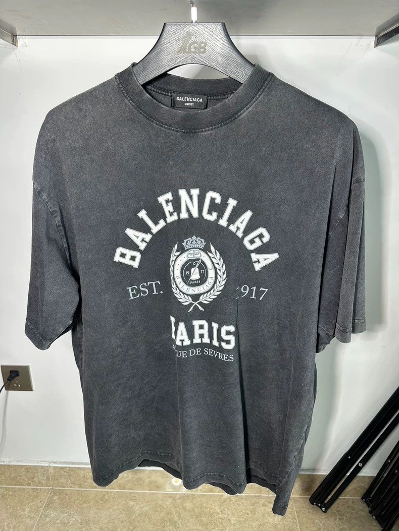 Balenciaga Balenciaga 1917 Wheat Ear Logo Distressed Short-Sleeve T-Shirt - dmc Size US L / EU 52-54 / 3 - 1 Thumbnail