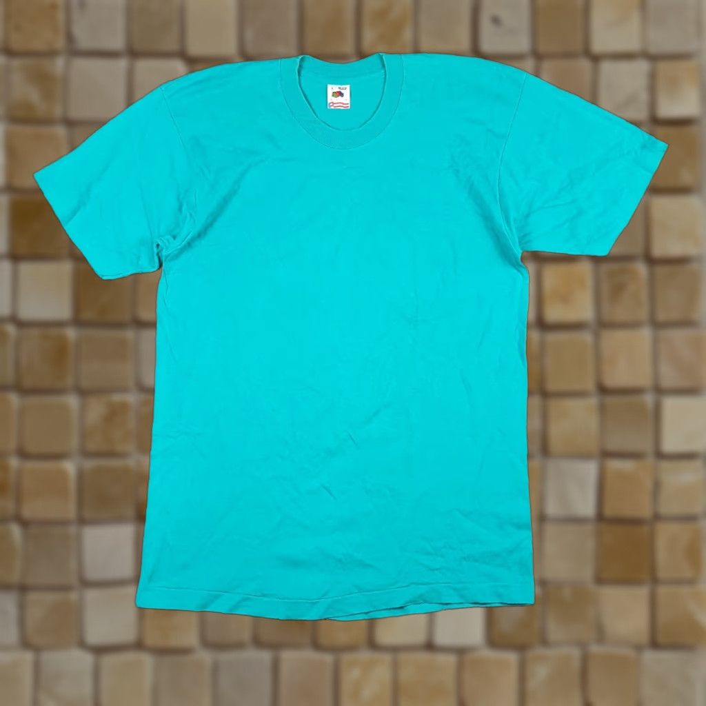 Fruit Of The Loom VINTAGE Fruit of the Loom T-Shirt Mens Teal 90s Grunge Band Retro US Made Size S Short Sleeve Crew Neck Cotton Logo Embroidered Blue Size US S / EU 44-46 / 1 - 1 Thumbnail