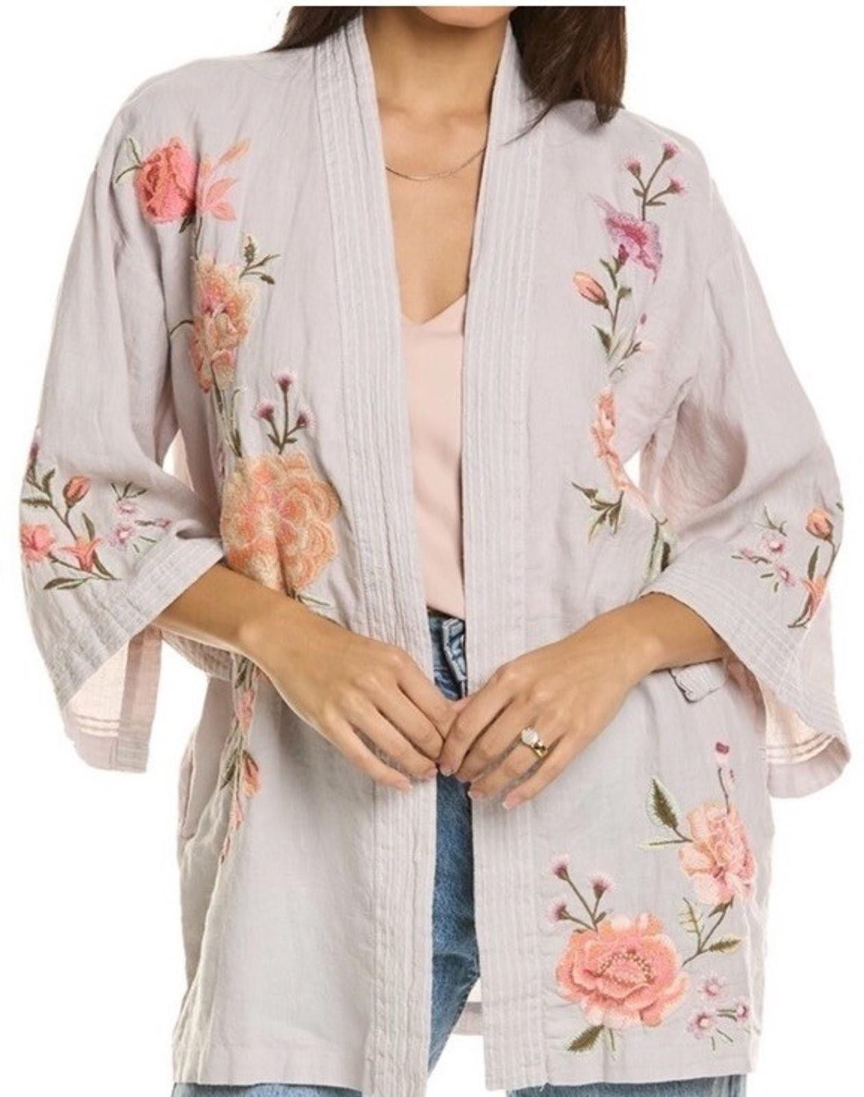 Johnny Was NEW Johnny Was XL 1X Linen Embroidered Kimono Cardigan Wrap Size XL / US 12-14 / IT 48-50 - 3 Thumbnail