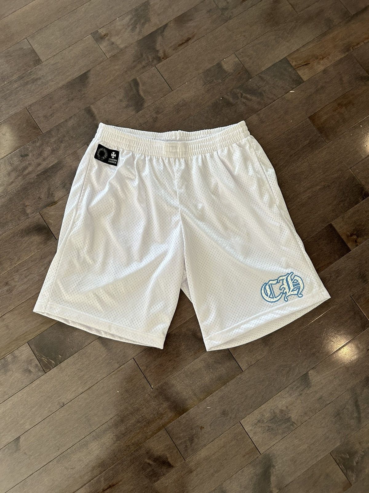 RARE *Sample Chrome Hearts white blue jersey mesh shorts