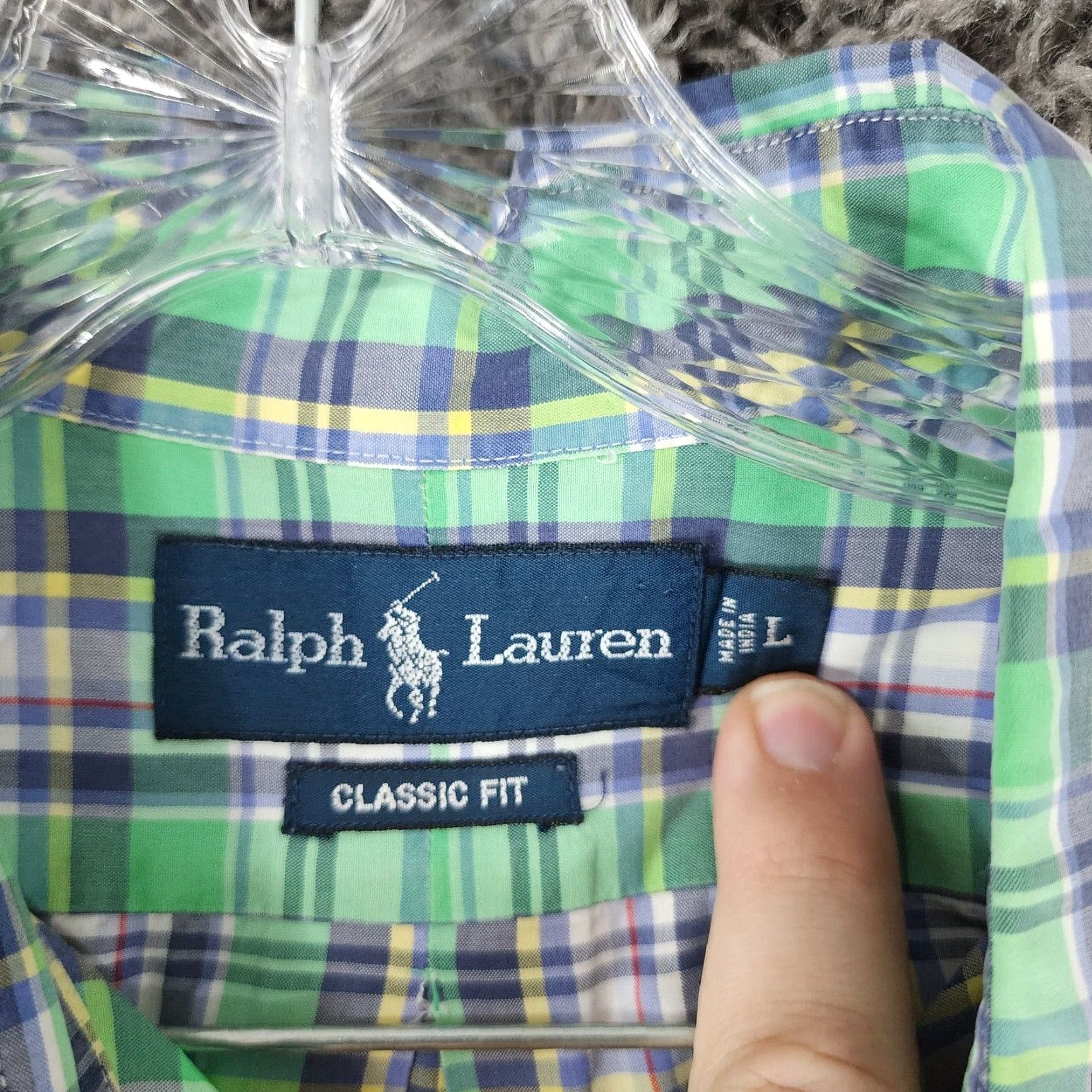 Ralph Lauren RALPH LAUREN Green Plaid Classic Fit Button-Up Shirt Adult L Mens Size US 33 - 5 Thumbnail