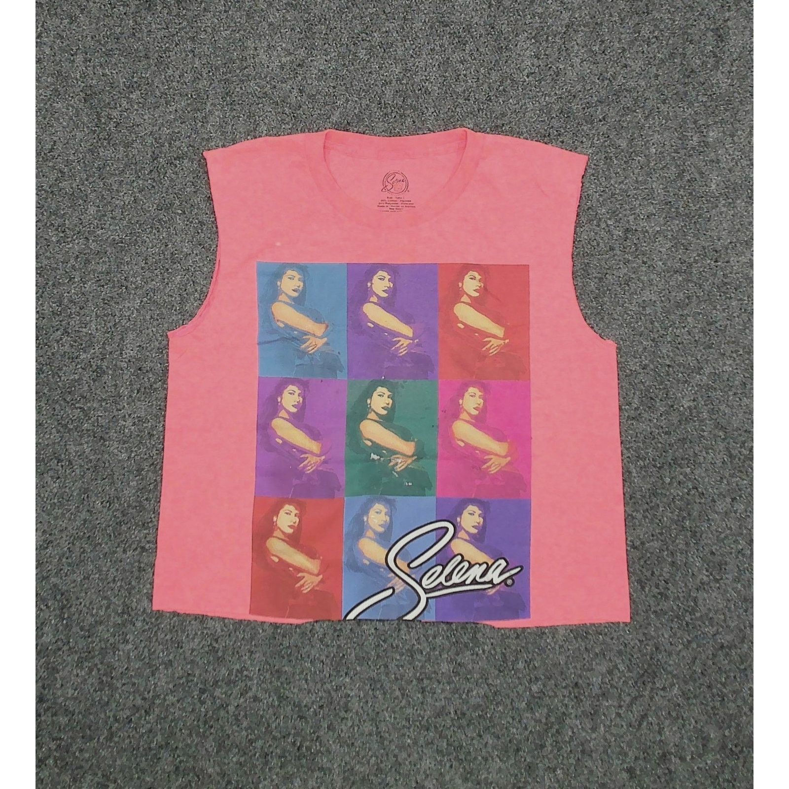 Other Custom Cut Selena Pop Art Neon Pink Boxy Muscle Tee Size L / US 10 / IT 46 - 3 Thumbnail