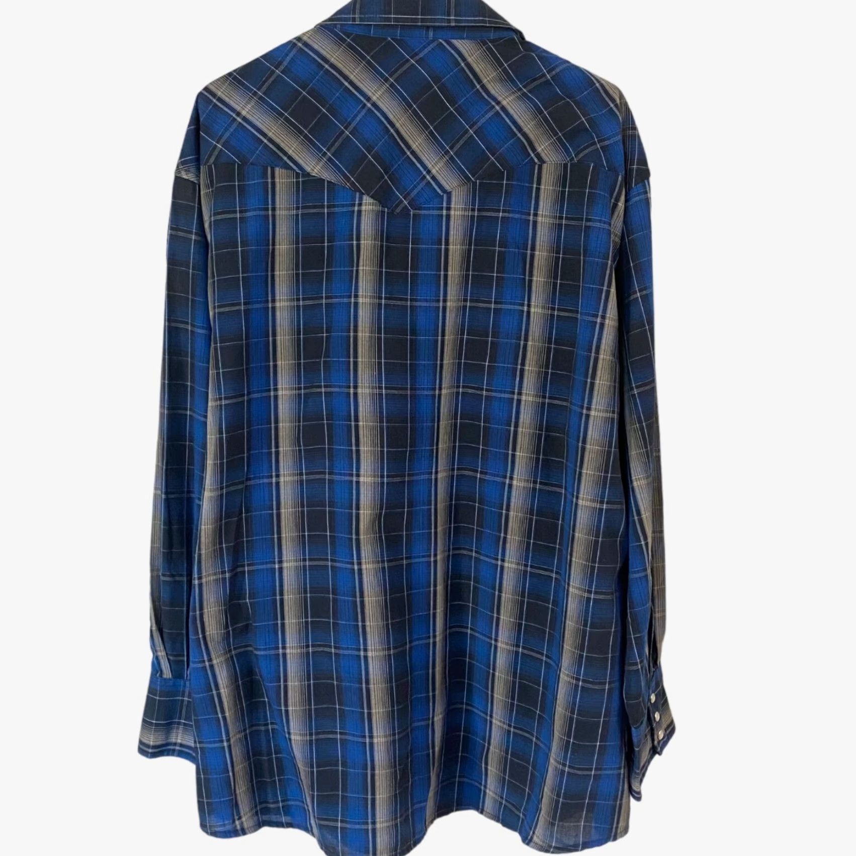 Wrangler VINTAGE Wrangler Western Pearl Snap Shirt Blue Plaid Long Sleeve Cowboy Mens 3XL Shirt Size US XXL / EU 58 / 5 - 3 Thumbnail