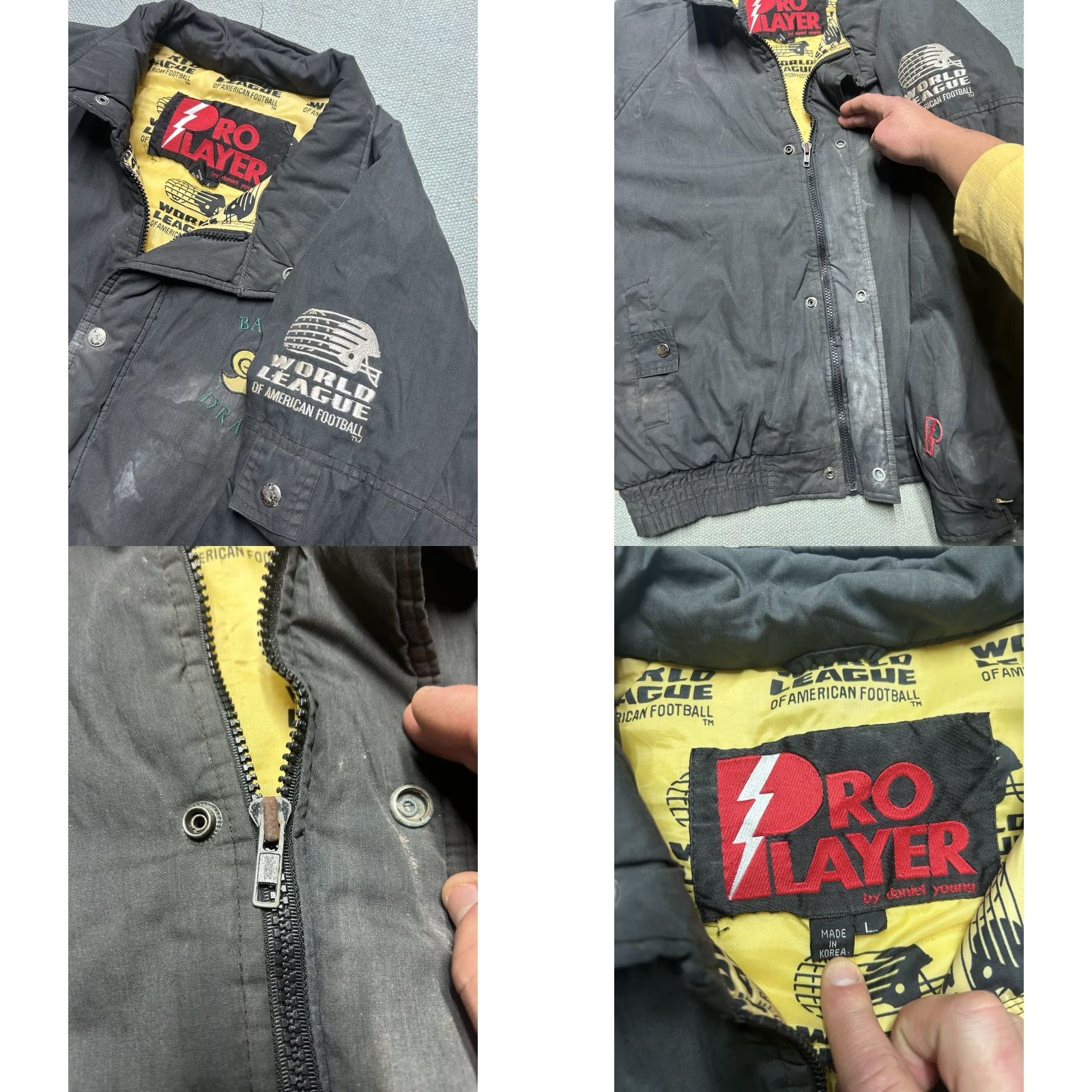 Pro Player VINTAGE Pro-player Puffer Jacket Barcslona Dragons distressed AS IS RARE large Size US L / EU 52-54 / 3 - 8 Thumbnail