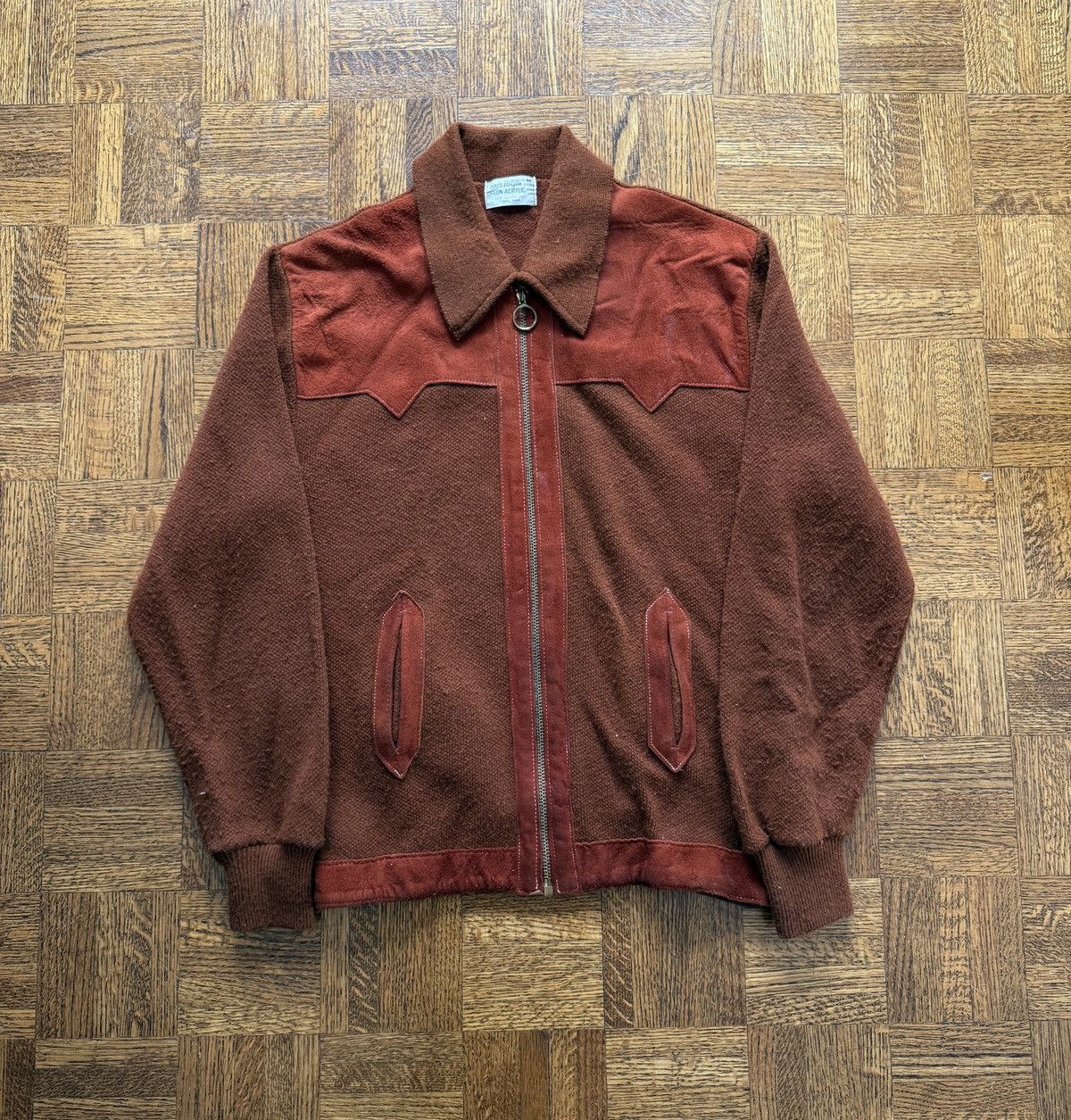 Vintage Vintage 60s Acrylic Suede Zip Up Sweater Size US M / EU 48-50 / 2 - 1 Thumbnail