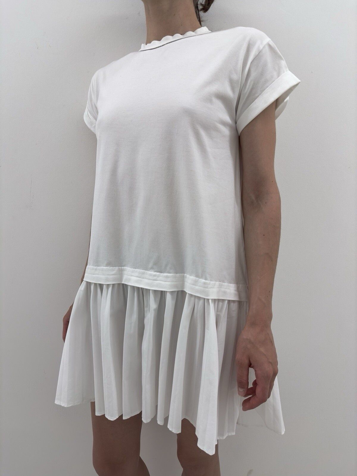 Brunello Cucinelli Brunello Cucinelli White Cotton Dress Size 10 Size L / US 10 / IT 46 - 6 Thumbnail