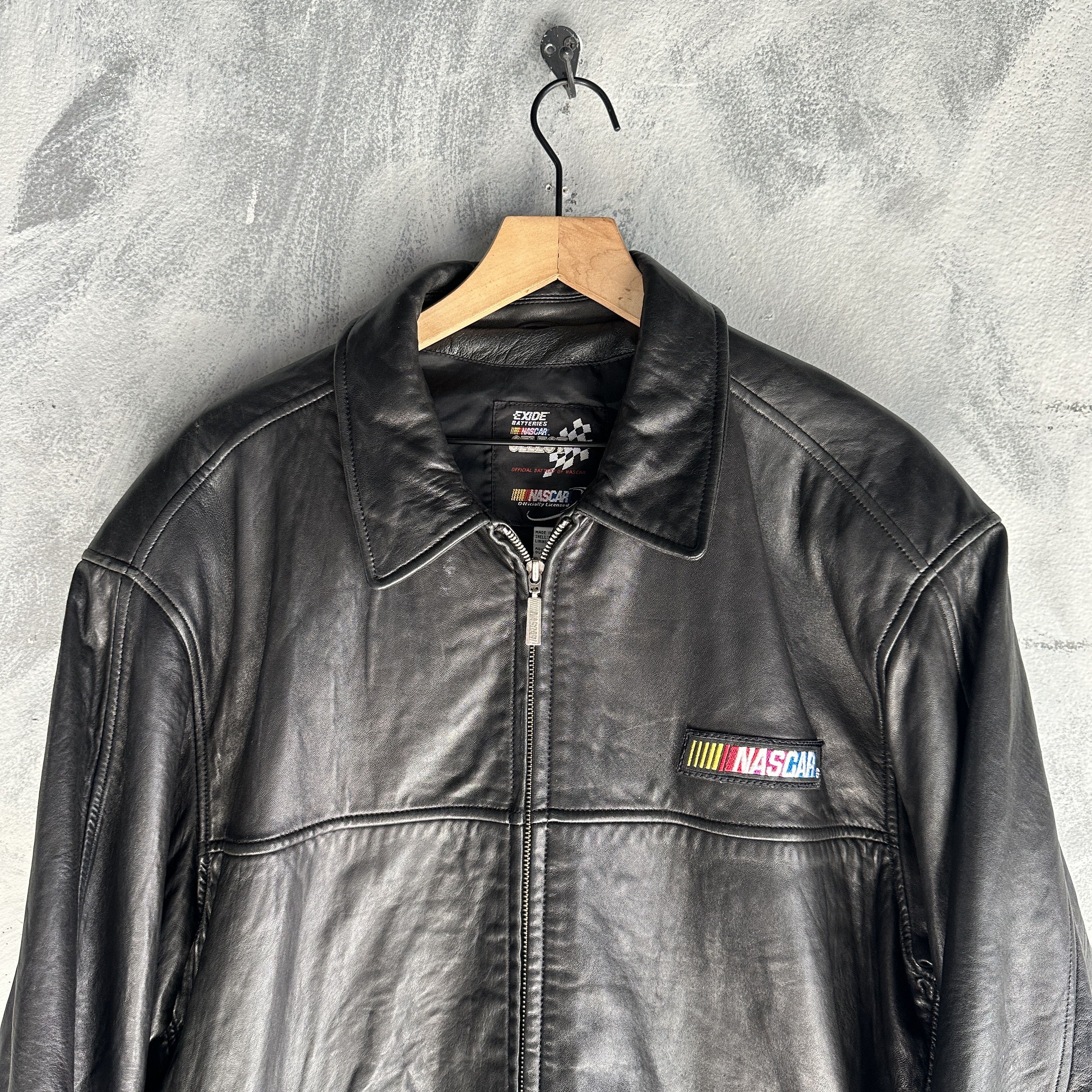 NASCAR Vintage Nascar Genuine Leather Jacket Men’s Sz Large Black Size US L / EU 52-54 / 3 - 2 Thumbnail