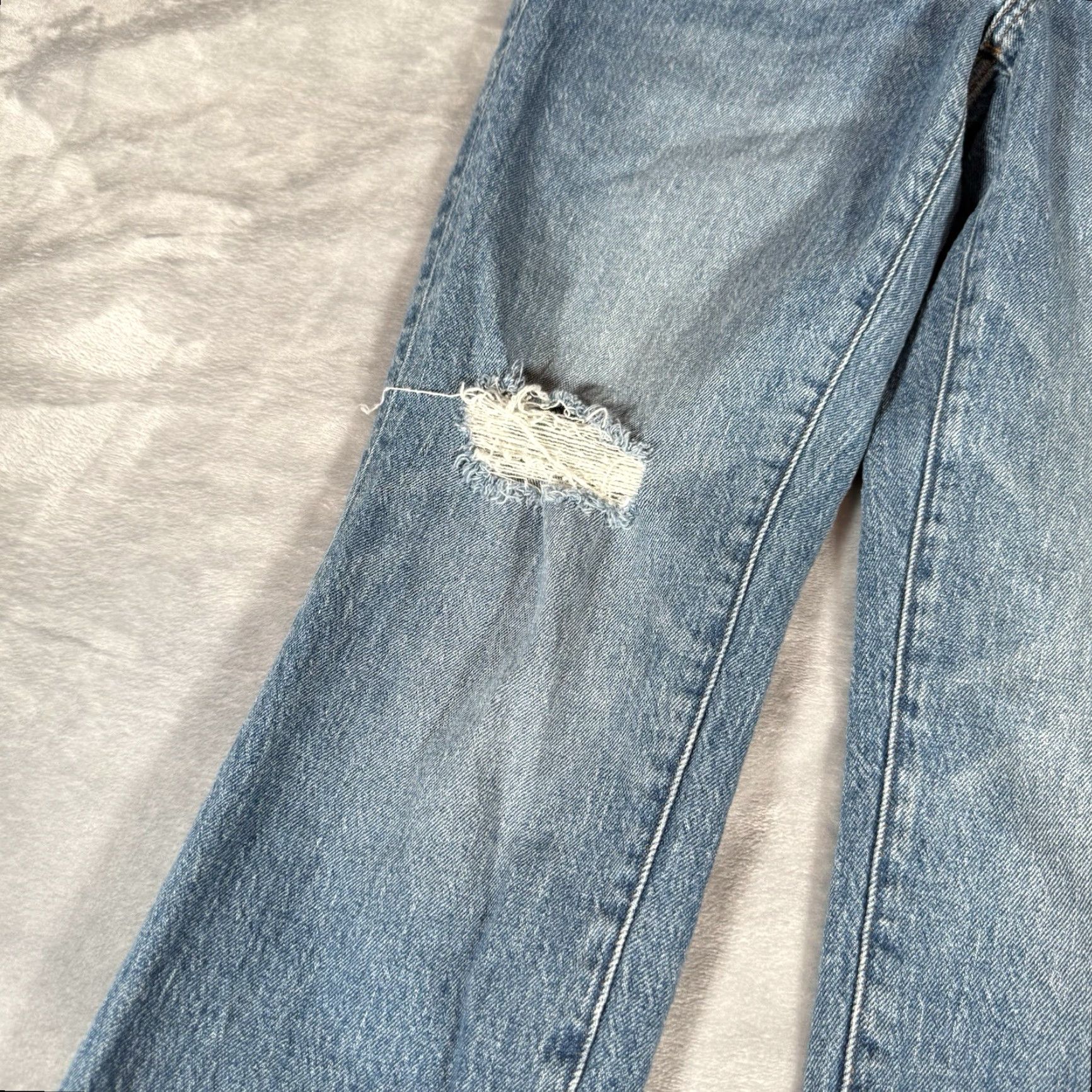 Madewell Madewell Mid Rise Distressed Jeans Womens 30 (Fits 32x27) Blue Regular Straight Size 30" / US 8 / IT 44 - 2 Thumbnail