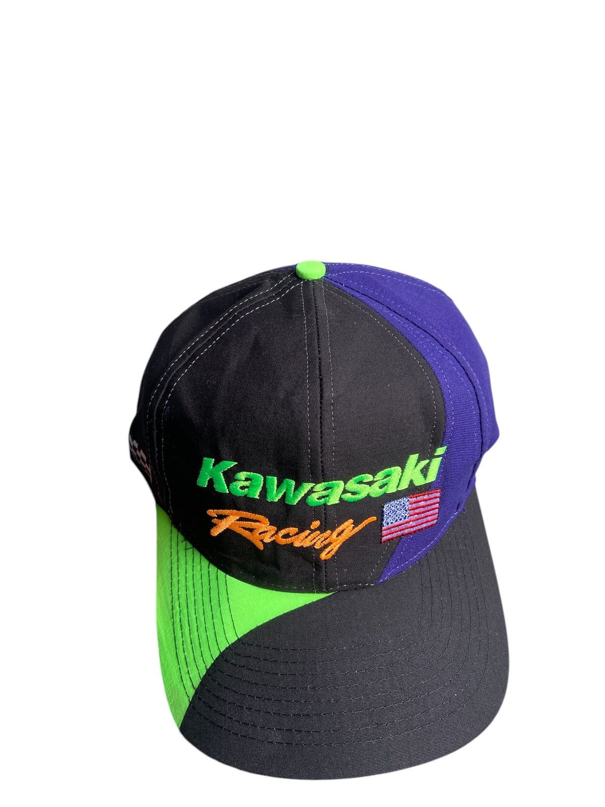 Gear for Sports × Sports Specialties Vintage 90s Kawasaki Racing USA Flag Hat Snapback Motorcycle Size ONE SIZE - 7 Thumbnail