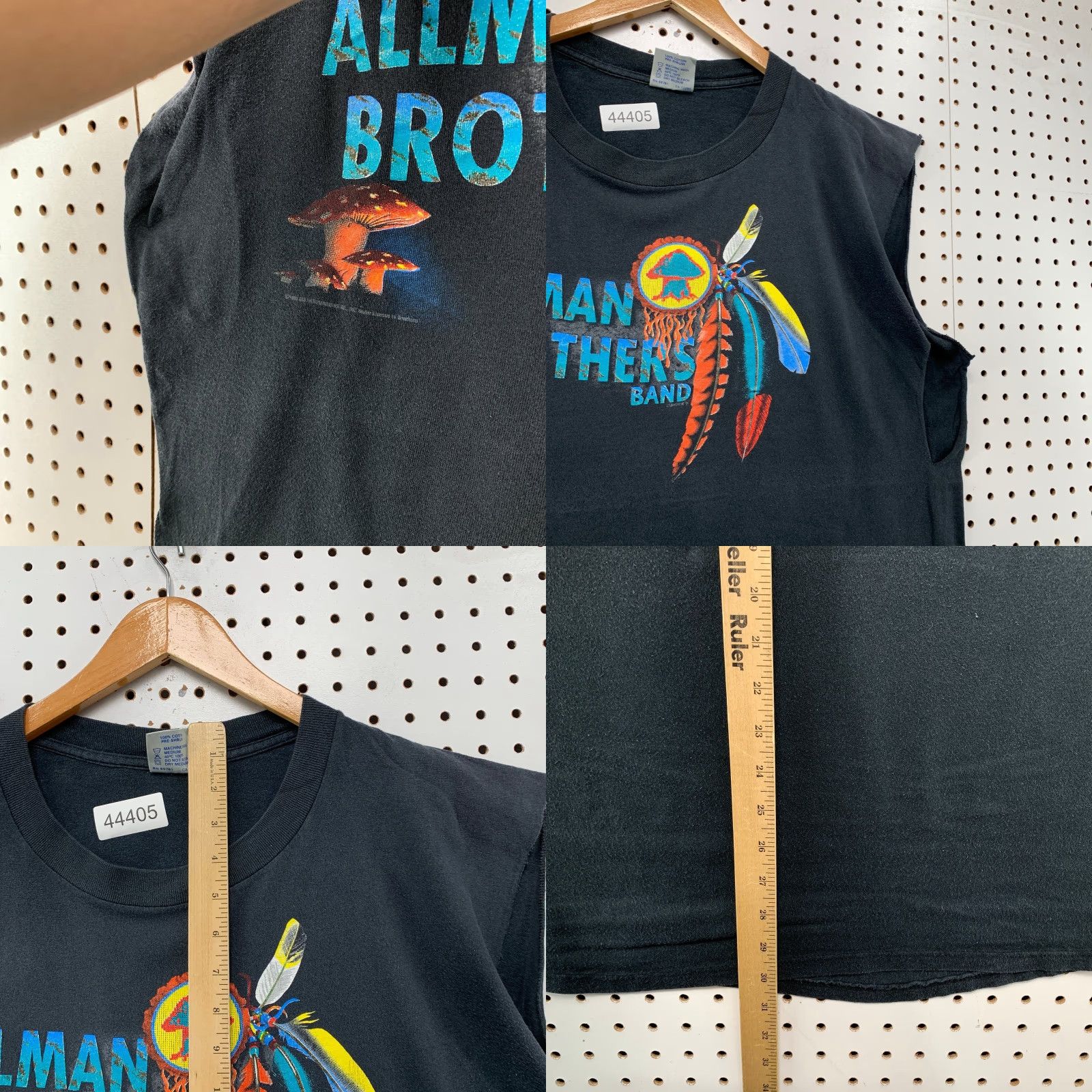 VINTAGE Allman Brothers Brockum Sleeveless T Shirt Mens 2XL Black Cotton 90s Music